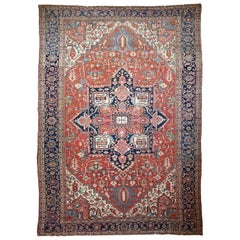 Alfombra palaciega antigua del noroeste Serapi Heriz Tribal Dream, C.1910-20's