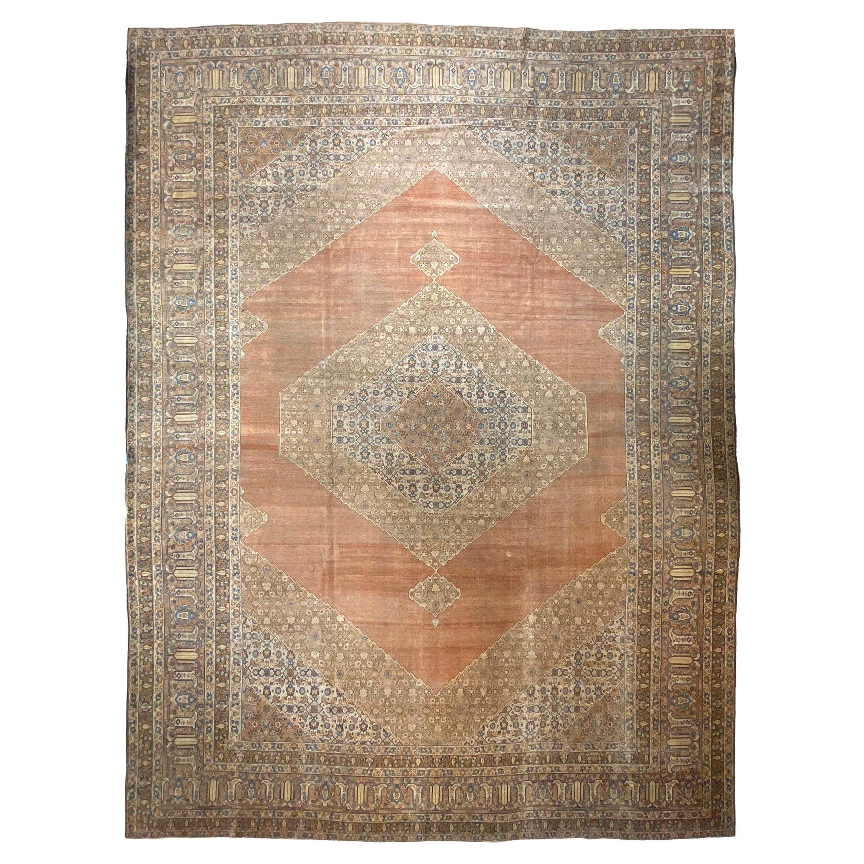 Palastartiger antiker persischer Hajijalili-Tabriz-Teppich aus Hajijalili, ca. 1890-1910 im Angebot