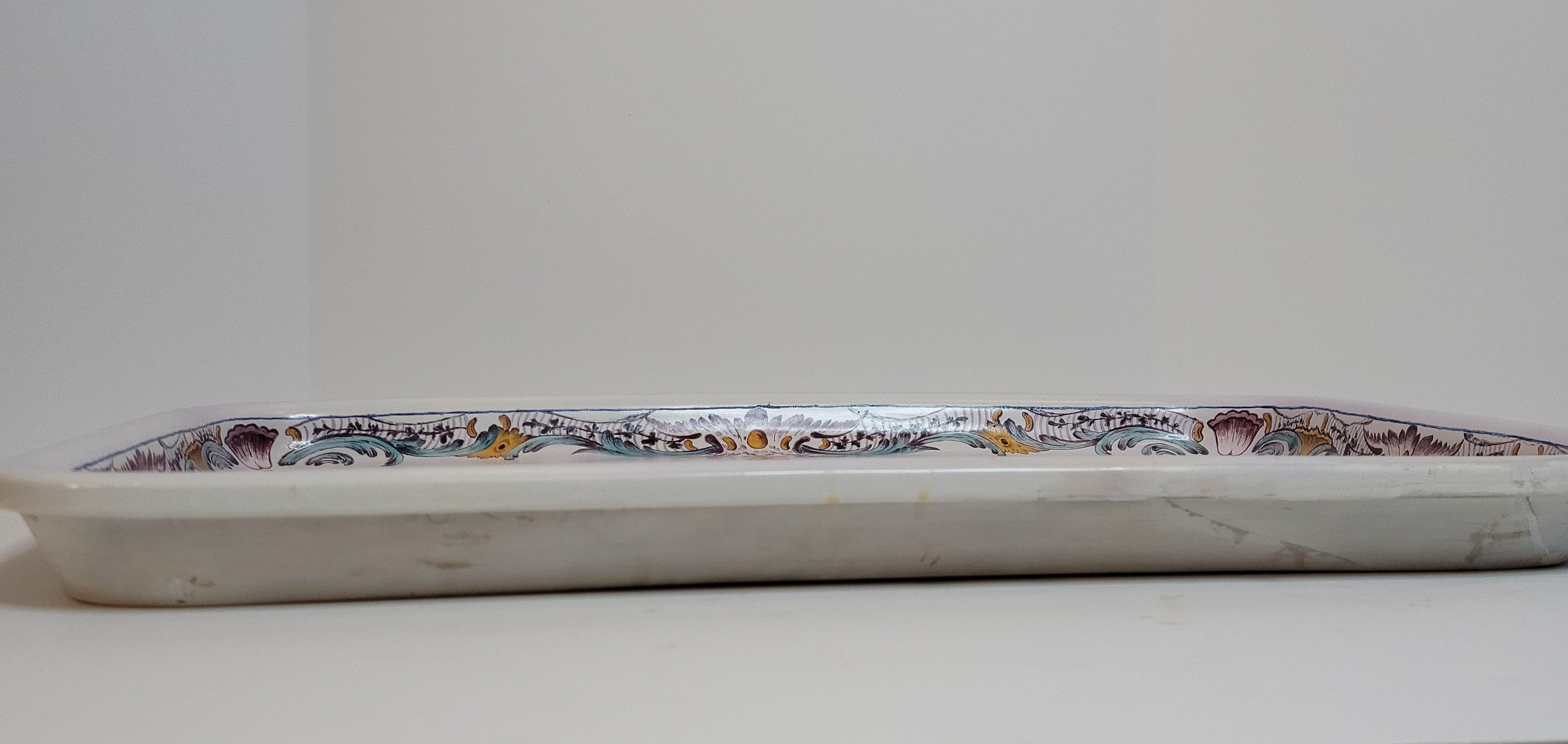 Large Antique Swedish Rörstrand Porcelain Signed Hand Painted Decorative Tray For Sale 2