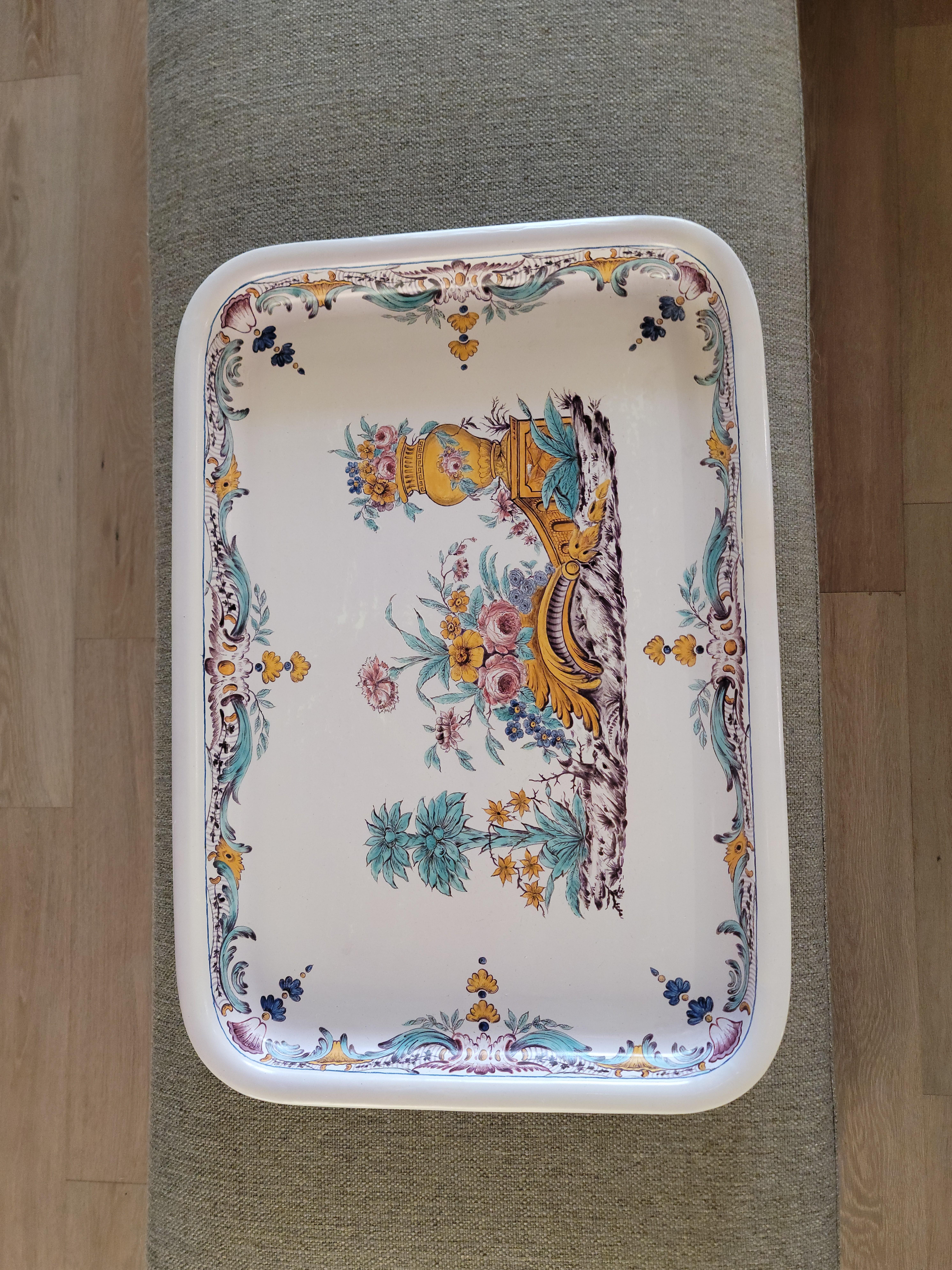 Large Antique Swedish Rörstrand Porcelain Signed Hand Painted Decorative Tray For Sale 9