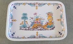 Gran bandeja decorativa antigua de porcelana sueca Rörstrand firmada y pintada a mano