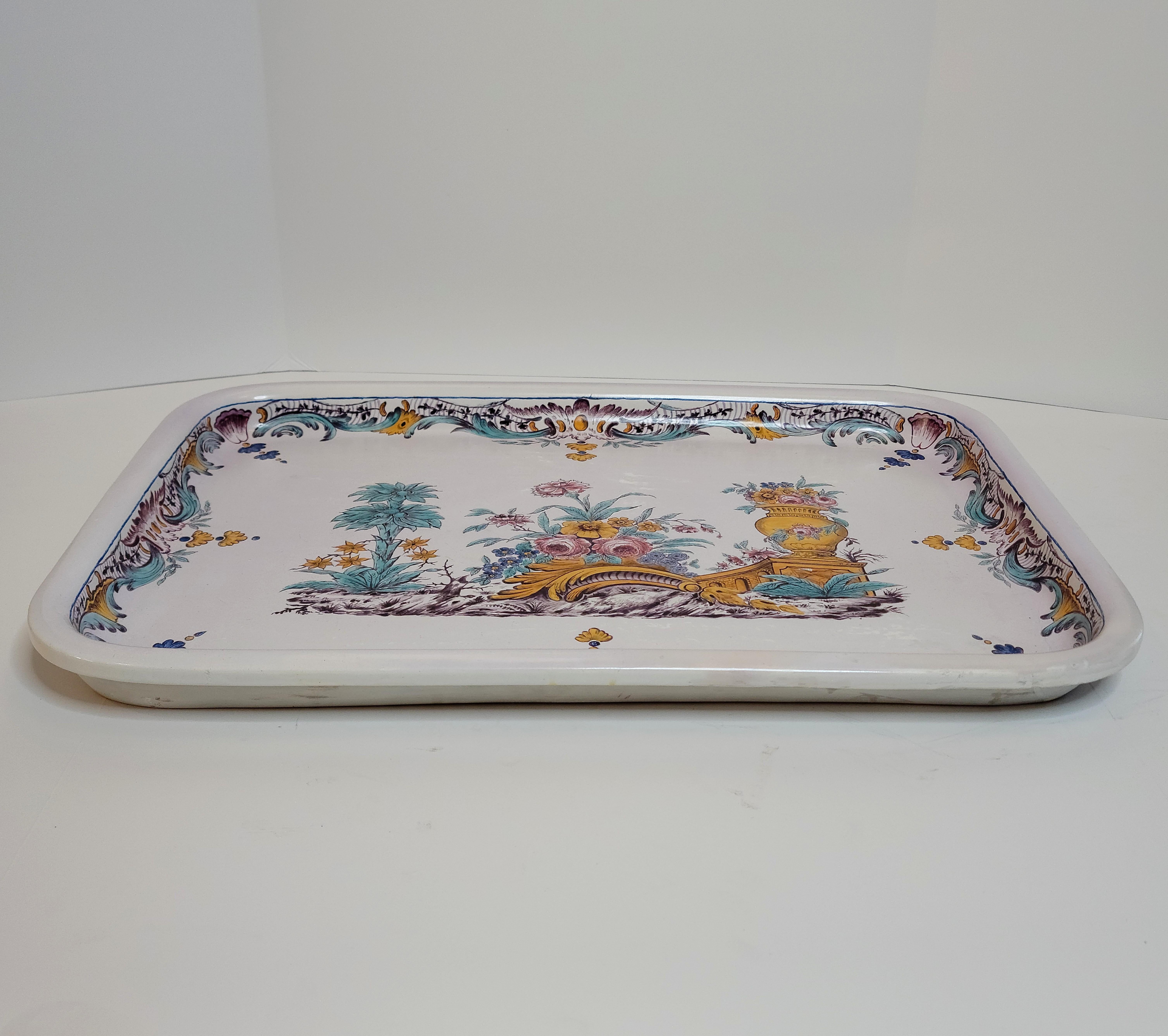 Large Antique Swedish Rörstrand Porcelain Signed Hand Painted Decorative Tray For Sale 1