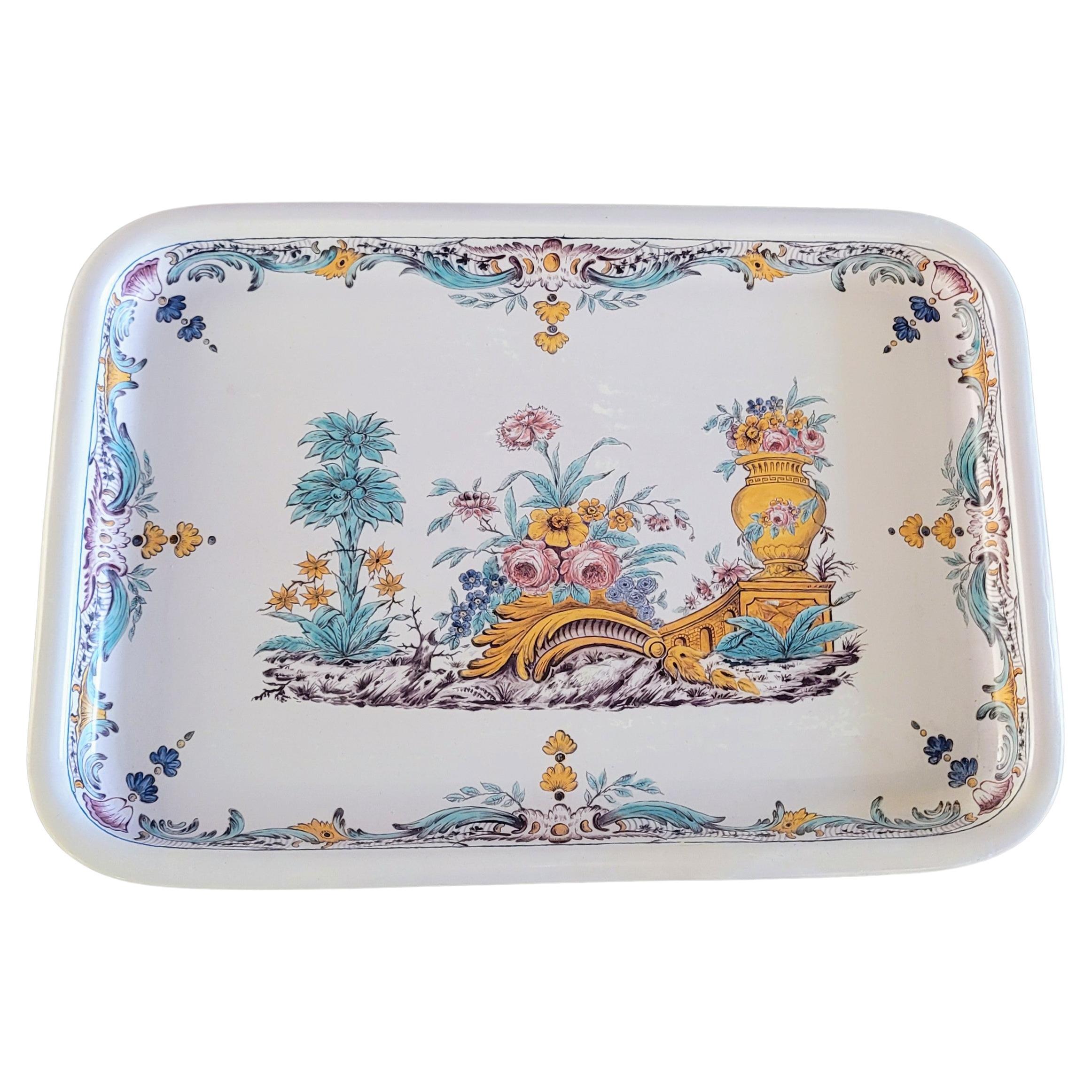 Large Antique Swedish Rörstrand Porcelain Signed Hand Painted Decorative Tray For Sale