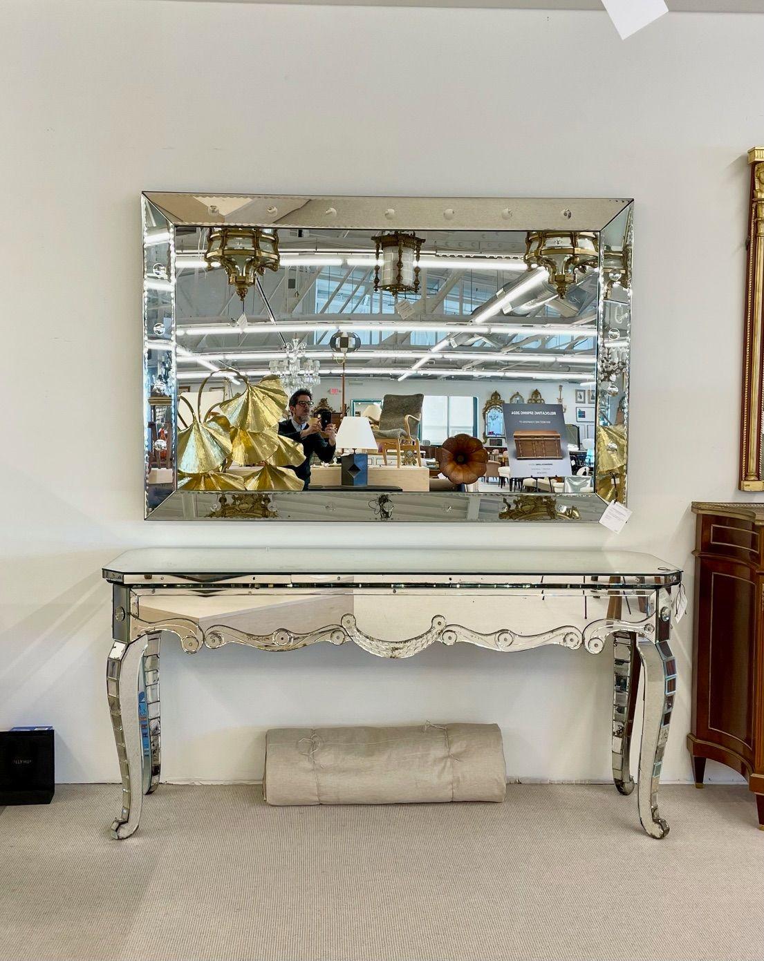 Palatial Art Deco Bubble Form Console or over the Mantel Mirror For Sale 1