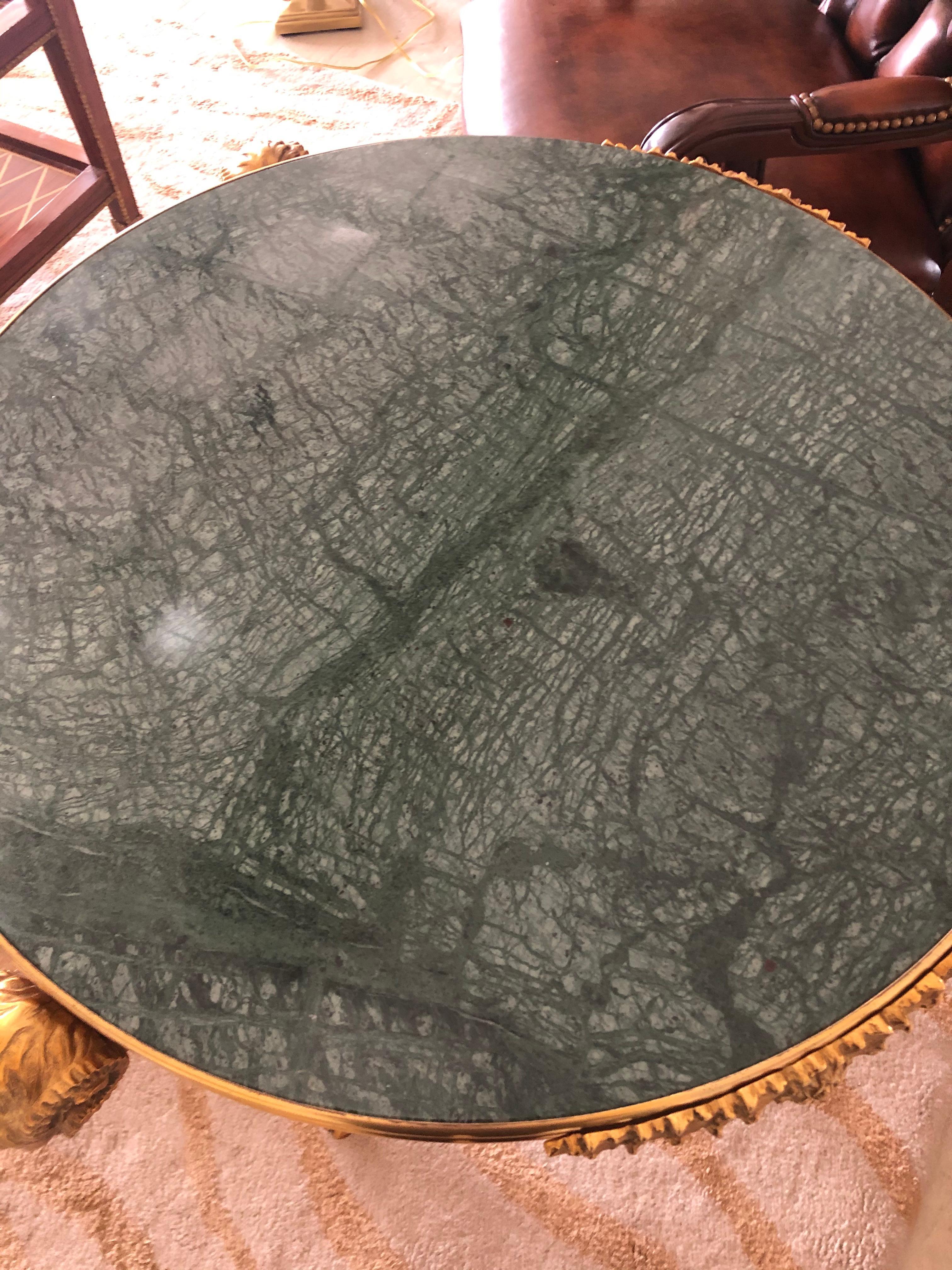 Palatial Bronze Dore and Green Marble Round Side Table 2