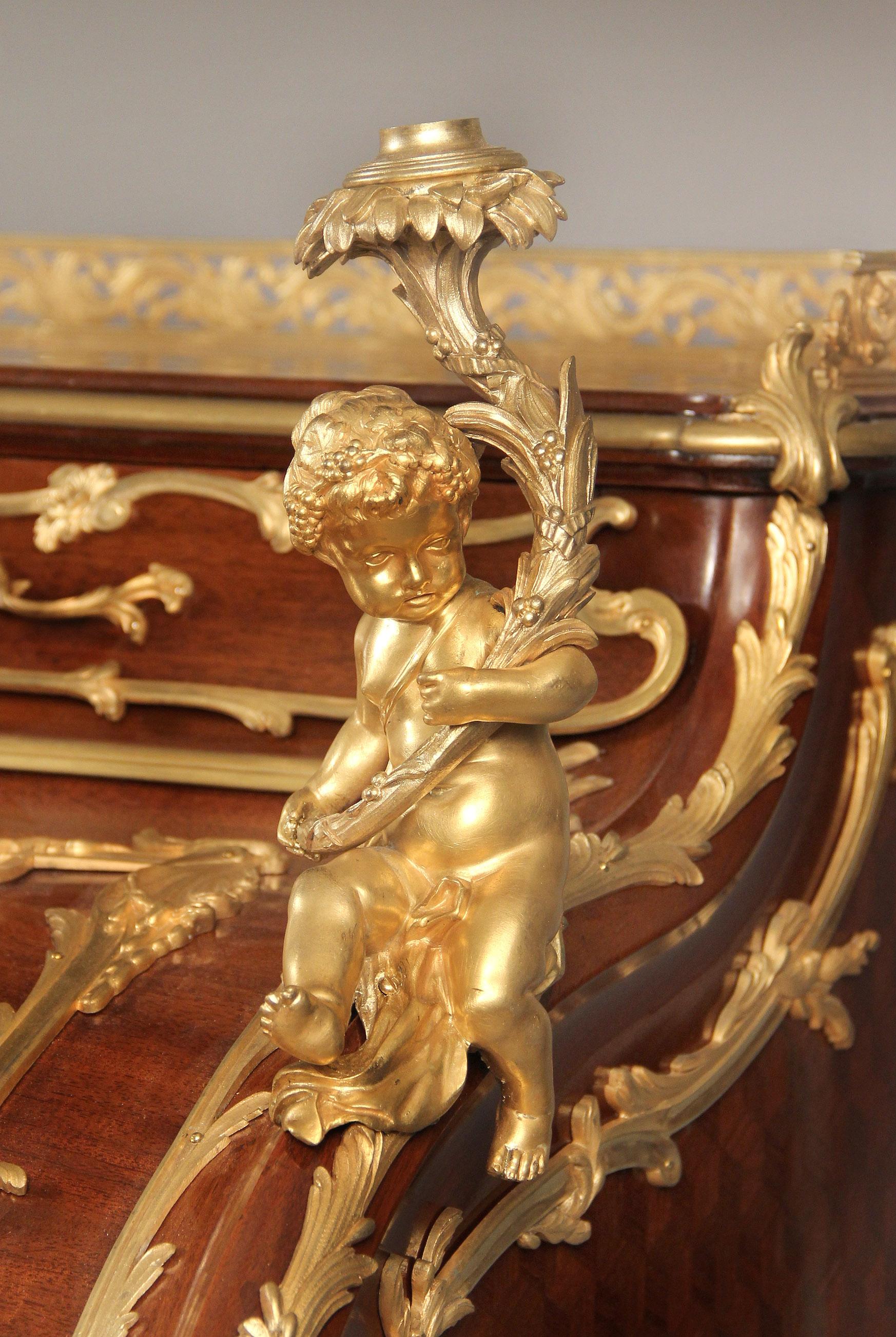 Palatial Early 20th Century Gilt Bronze Mounted Parquetry Bureau-François Linke For Sale 1