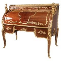 Palatial Early 20th Century Gilt Bronze Mounted Parquetry Bureau-François Linke