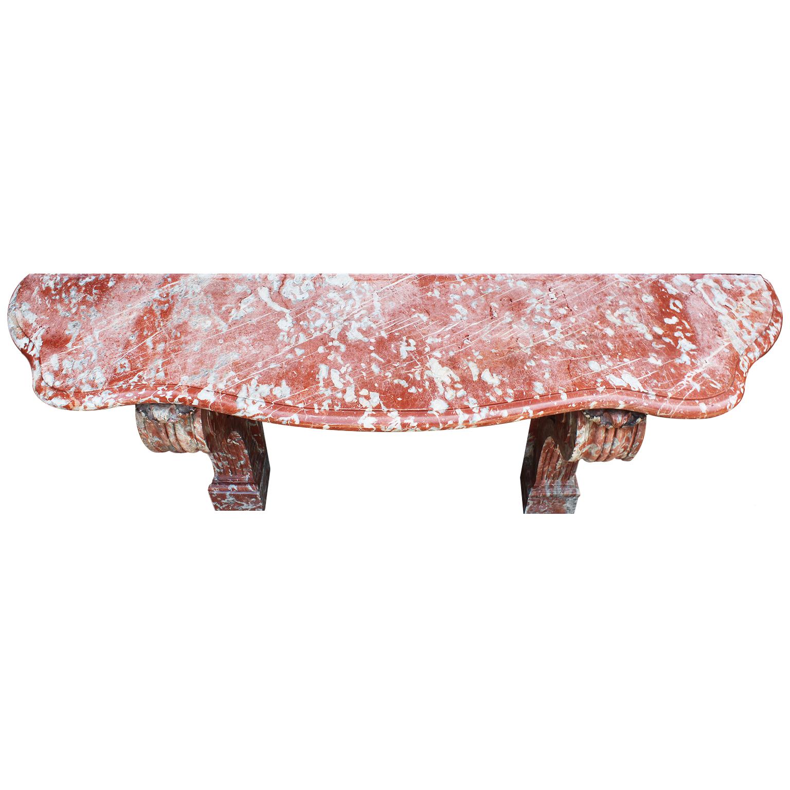 Palatial French 19th Century Louis XV Style Carved Rouge Royal Marble Console For Sale 1