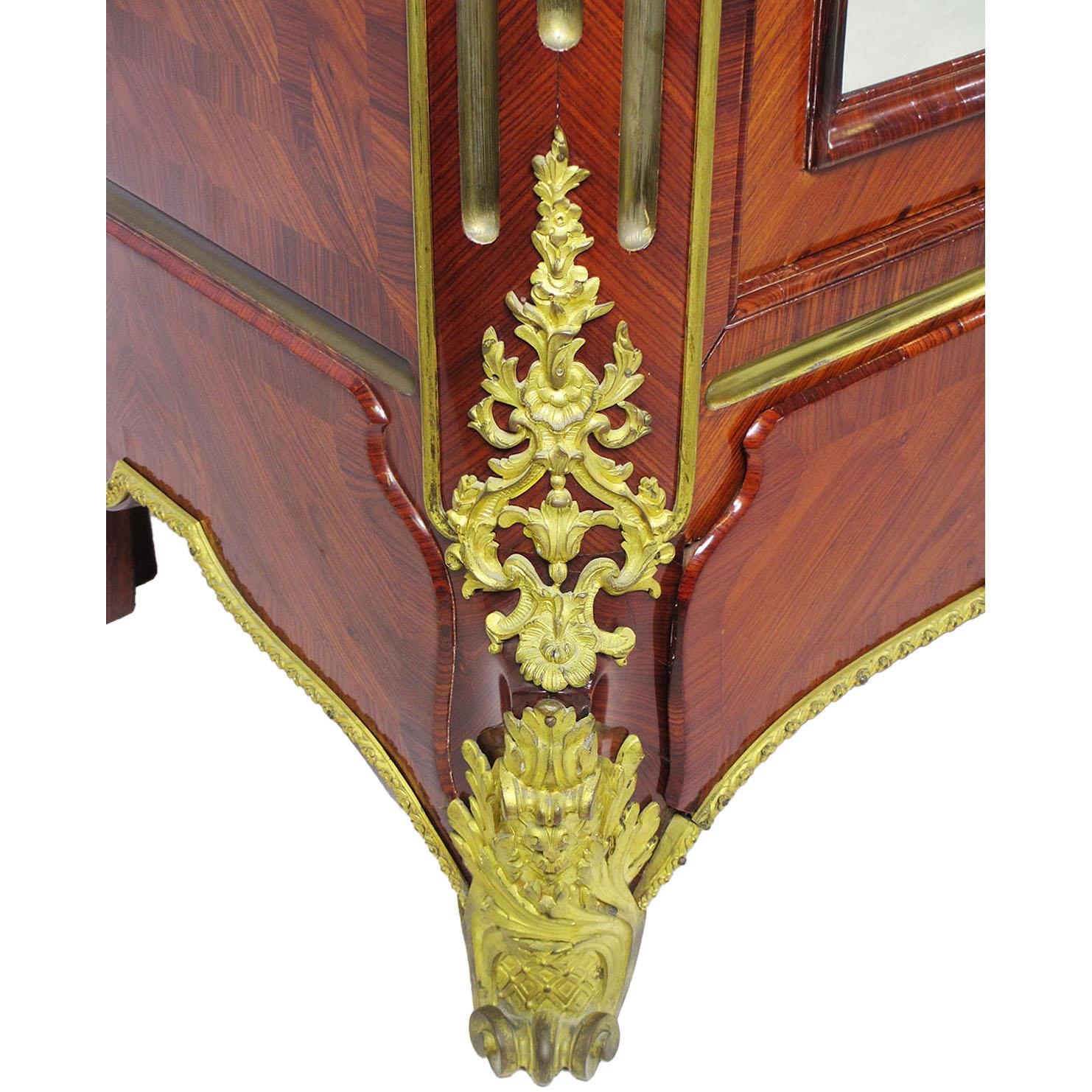 Palatial French 19th Century Louis XV Style Kingwood & Ormolu Mounted Vitrine For Sale 6
