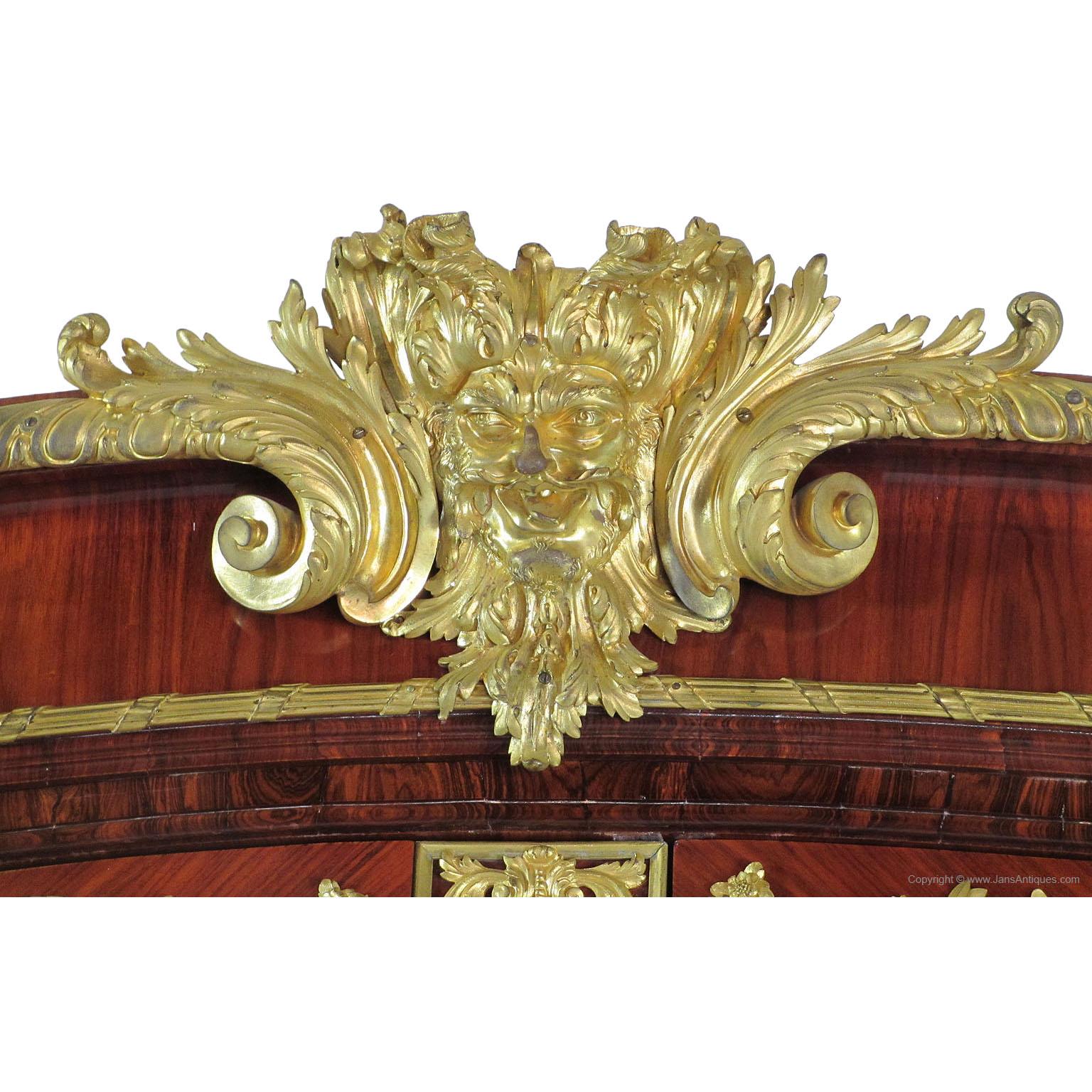 Français Palatiale française du 19ème siècle de style Louis XV en bois de roi et orfèvrerie en vente