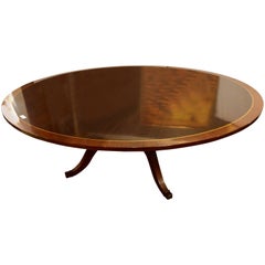 Palatial Georgian Style Banded Flame Mahogany Circular Dining Table