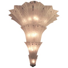 Palatial, Gigantic French Art Deco Art Glass Chandelier by Sabino