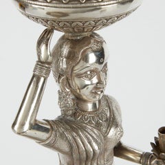 Palatial Indian Figurative Silver Hookah -- 46 in, 116 cm