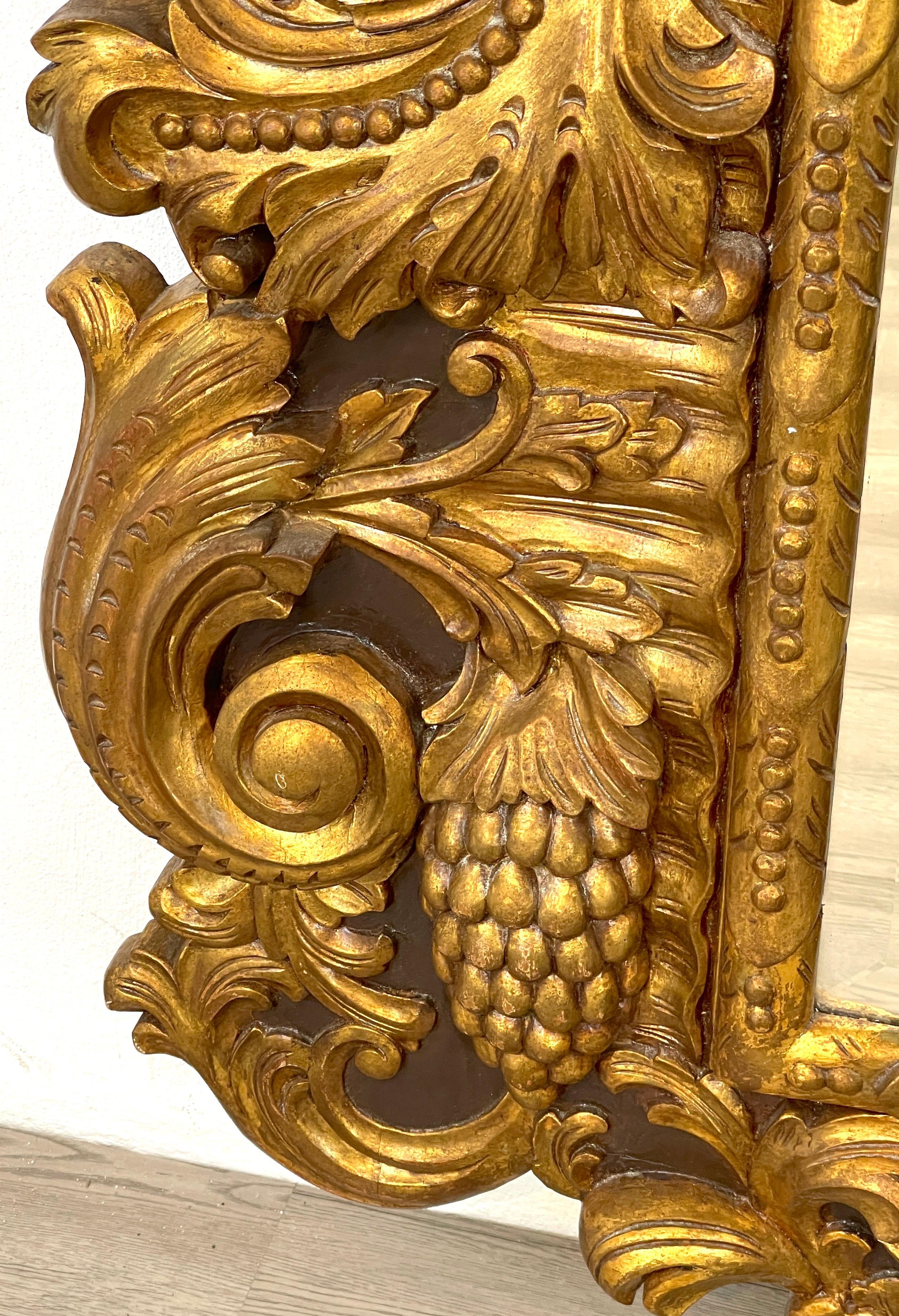 Palatial Italian Carved Figural Giltwood & Polychromed Baroque Style Mirror For Sale 3