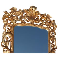Palatial Italian Florentine Rococo Revival Style Gilt Wood Carved Dragon Mirror