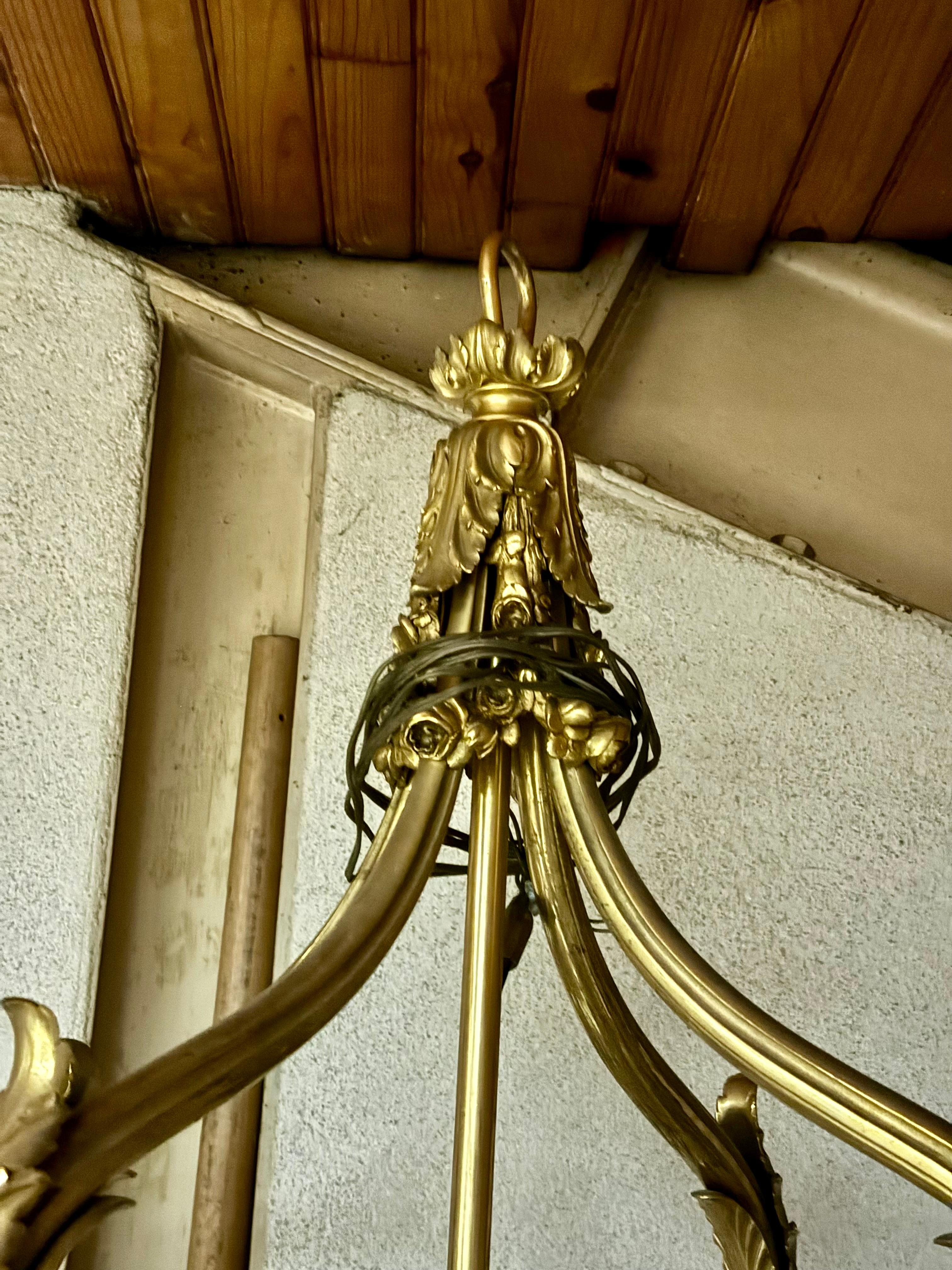 Louis XVI palatial lantern in bronze and glass louis XVI style For Sale