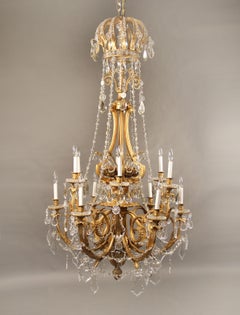 Araña palaciega de bronce dorado y cristal de Baccarat de finales del siglo XIX