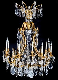Palatial & Massive Antique French Louis XVI Baccarat Ormolu & Crystal Chandelier