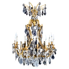 Palatial & Massive Antique French Louis XVI Baccarat Ormolu & Crystal Chandelier