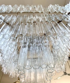 Palatial Mid-Century Modern Murano Camer Tubular Glass Square Chandelier XL