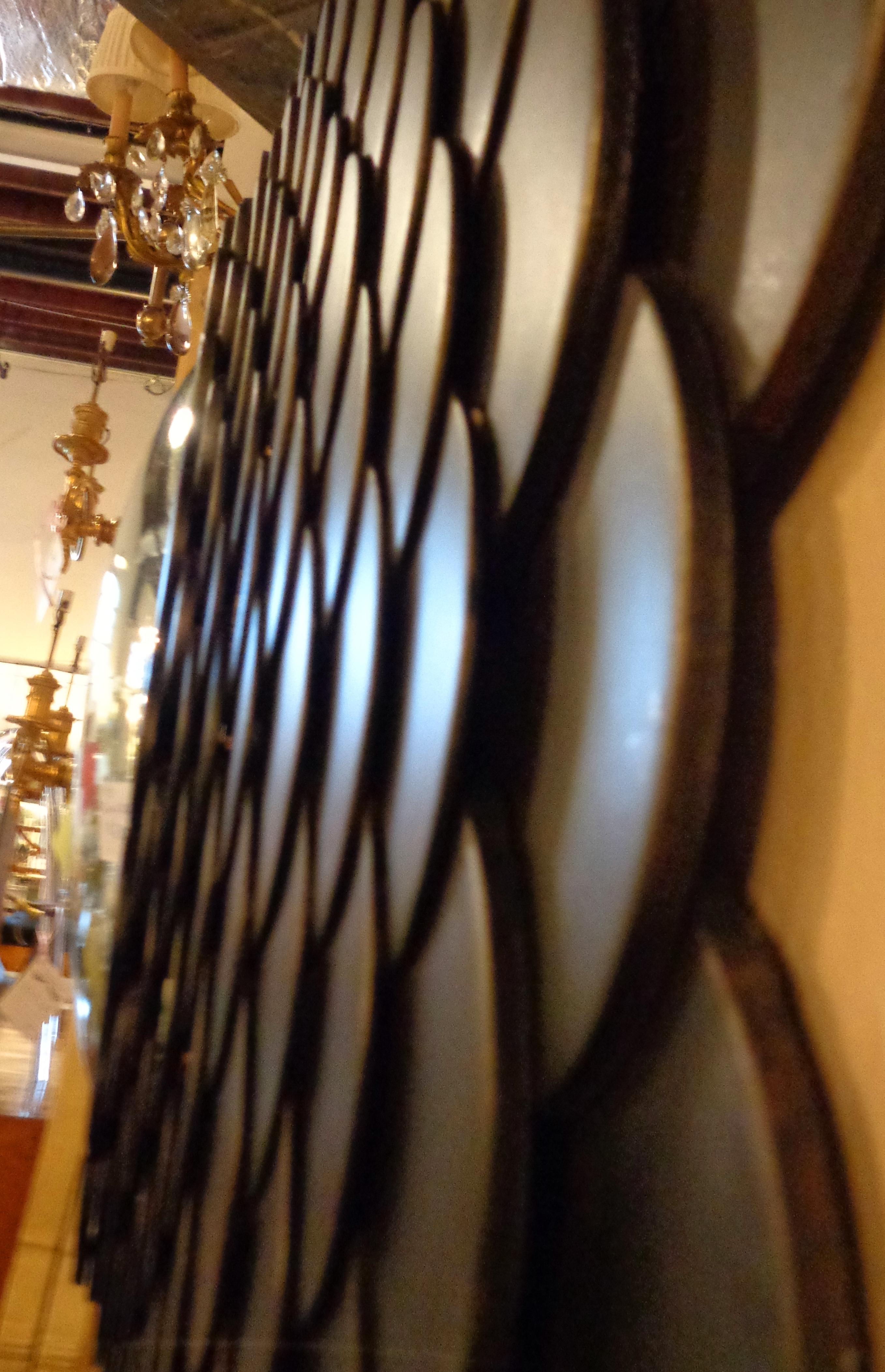 Palatial Modernist Steel Fish Scale Convex Wall or Console Mirror 1