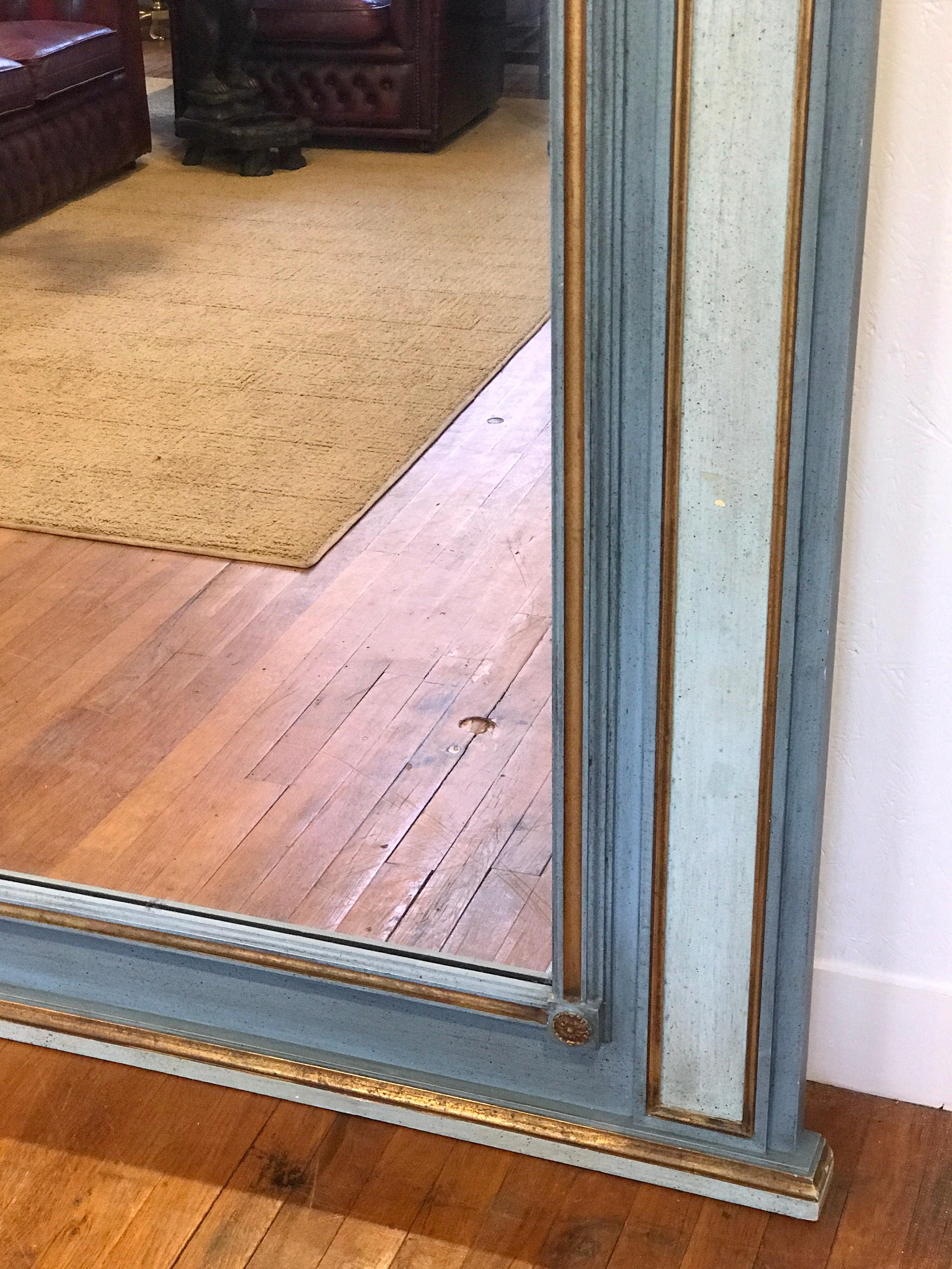 Wood Palatial Neoclassical Mirror, in Swedish Blue For Sale