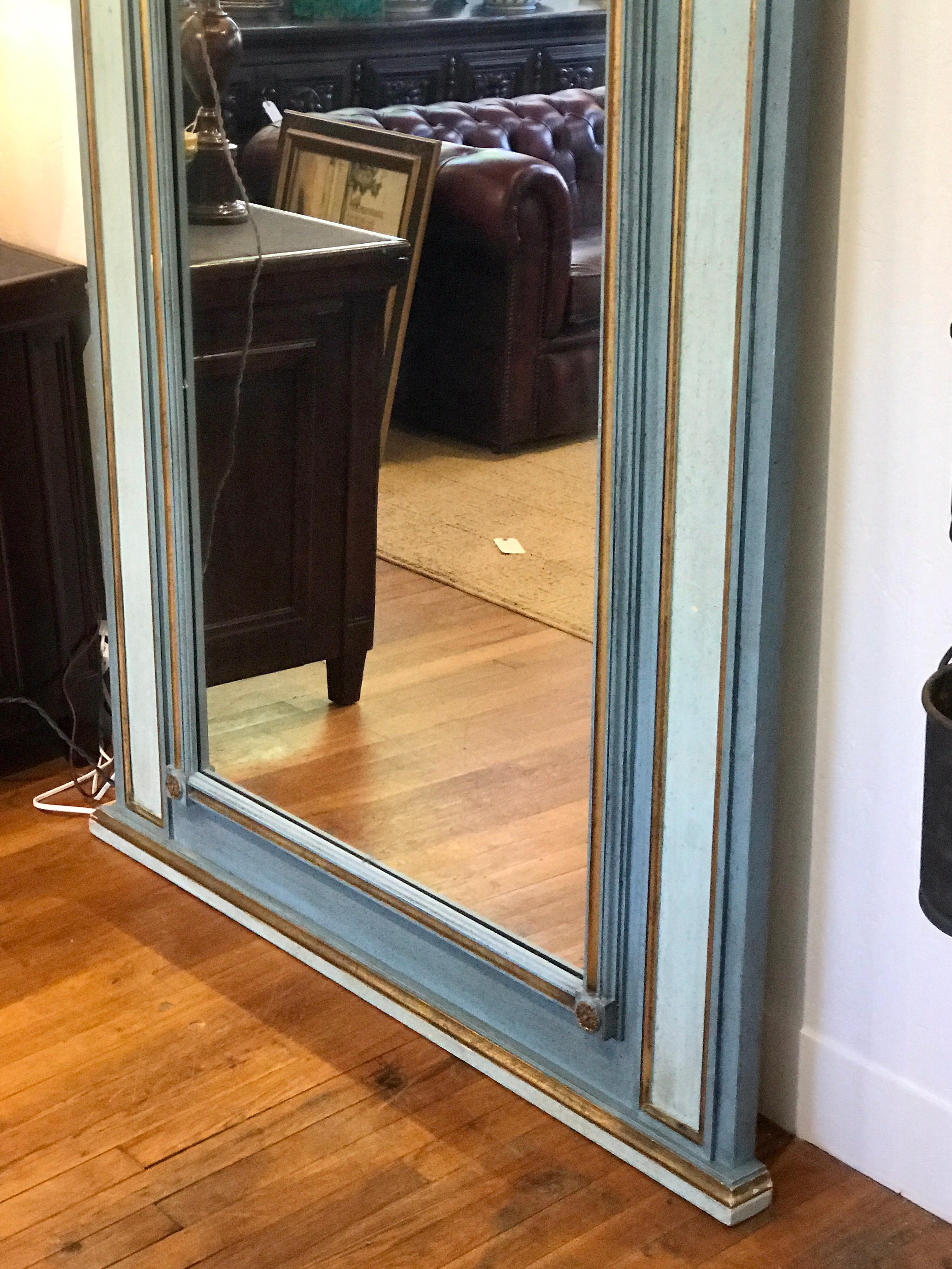 Palatial Neoclassical Mirror, in Swedish Blue For Sale 1