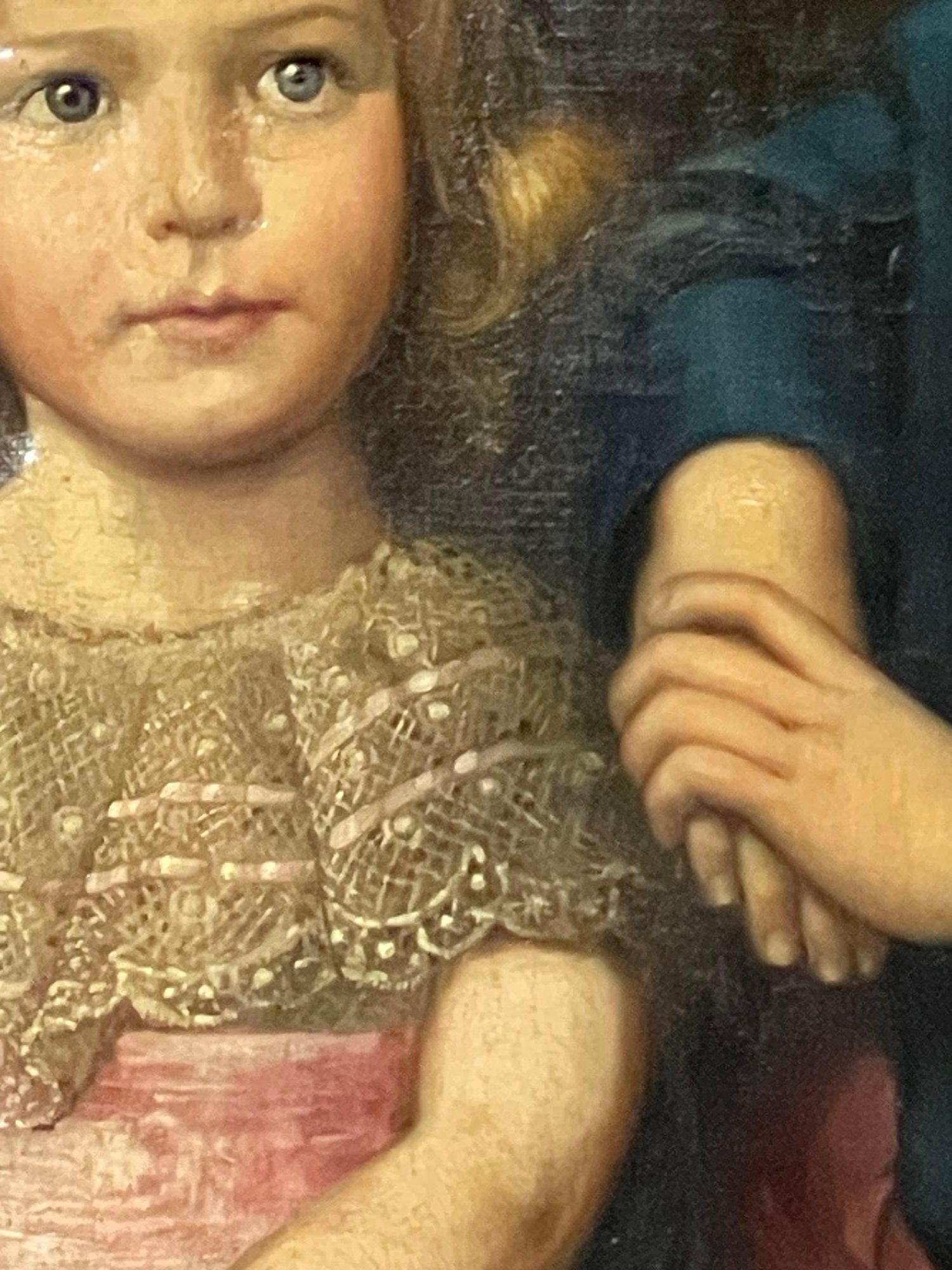 Danish Palatial 19th C. Oil on Canvas of a Portrait of Siblings Signed J. Peellaert For Sale
