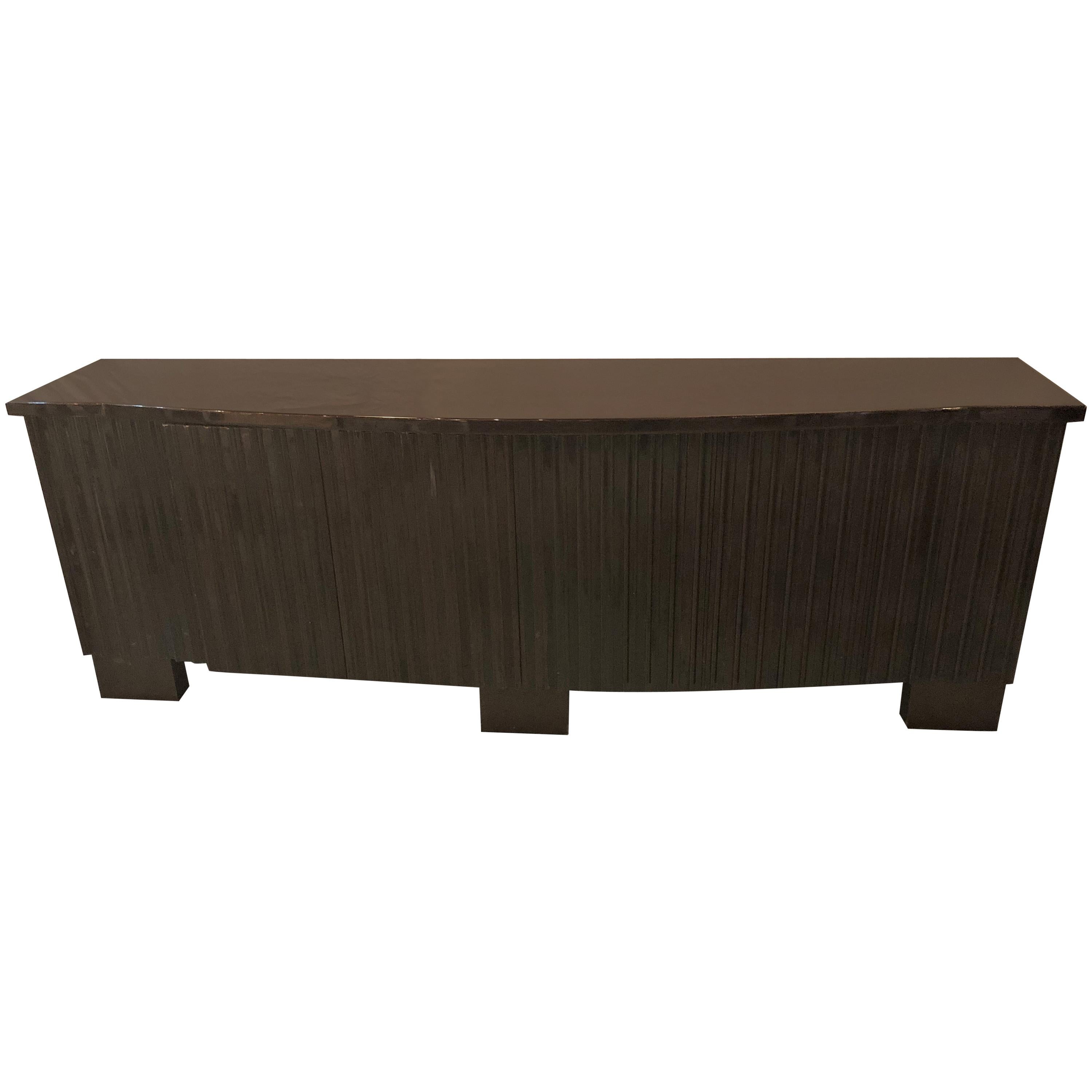 Palatial Pace Collection Wavy Front Mahogany Lacquered Credenza or Sideboard For Sale