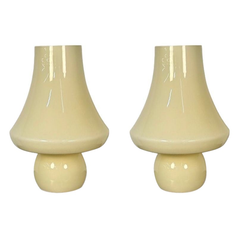 Palatial Pair Italian Mid-Century Modern Murano Mushroom Lamps, Space Age Modern