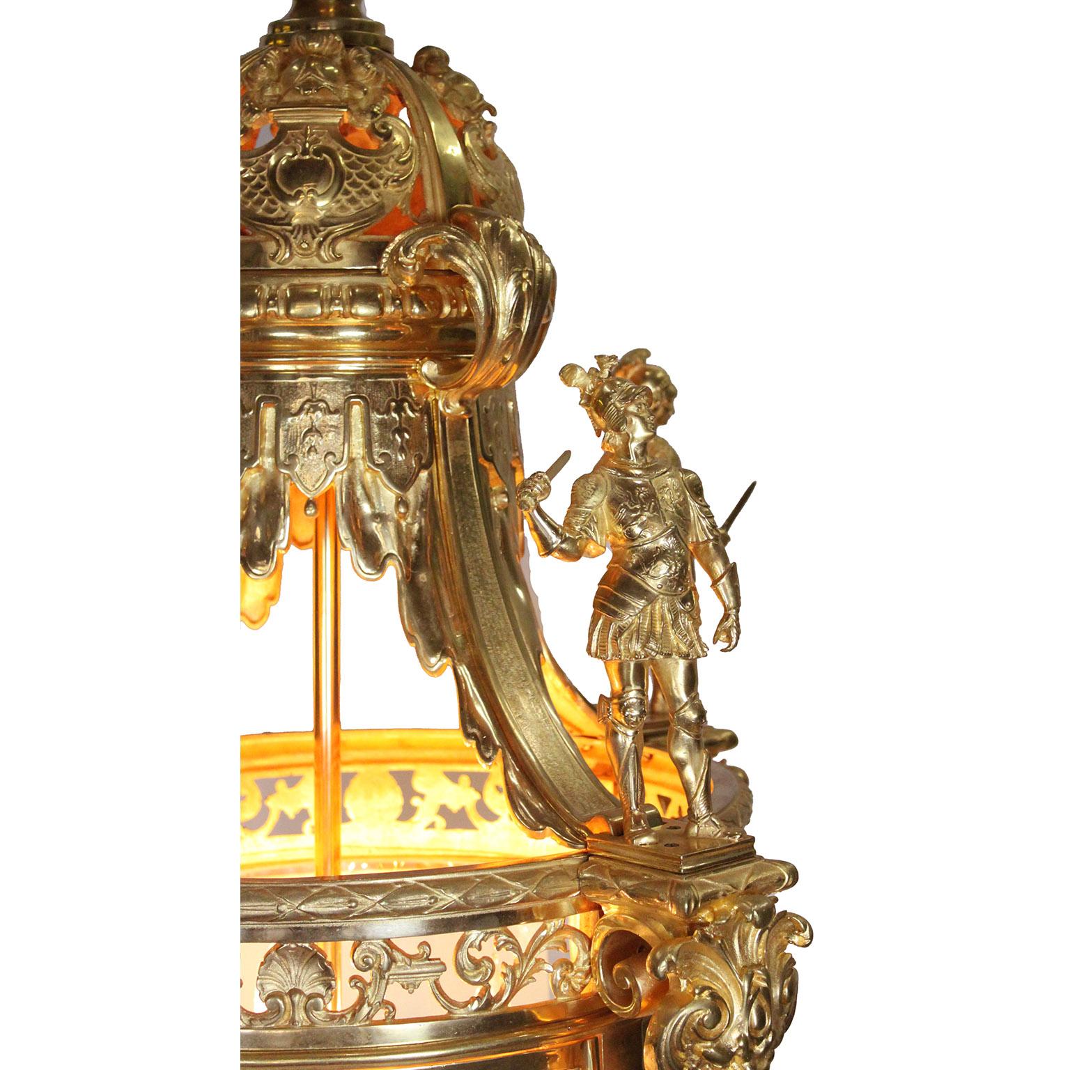 A Palatial Pair French 19th/20th C.  Régence Style Gilt-Bronze 4-Light Lanterns For Sale 4