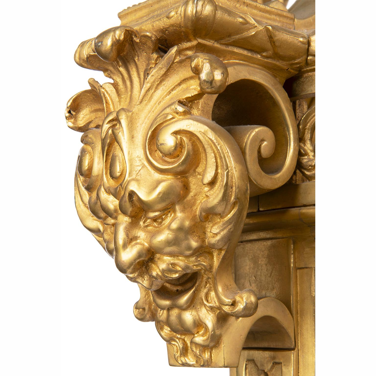 A Palatial Pair French 19th/20th C.  Régence Style Gilt-Bronze 4-Light Lanterns For Sale 5