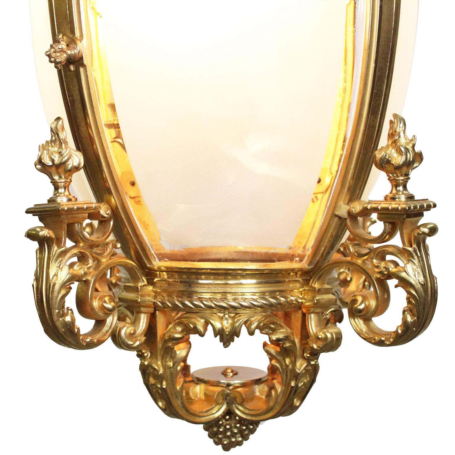 A Palatial Pair French 19th/20th C.  Régence Style Gilt-Bronze 4-Light Lanterns For Sale 1