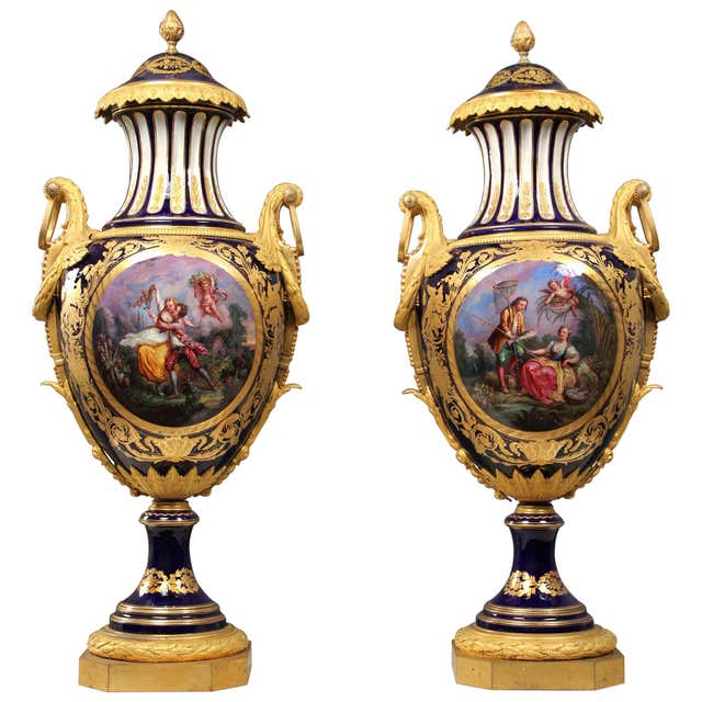 Pair of Late 19th Century Gilt Bronze Mounted Porcelain Vases in ...