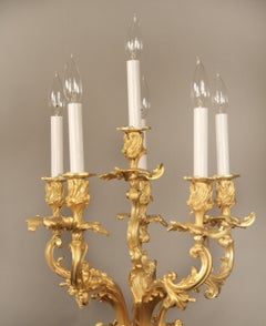 Palatial Pair of Late 19th Century Gilt Bronze Mounted Malachite Candelabra