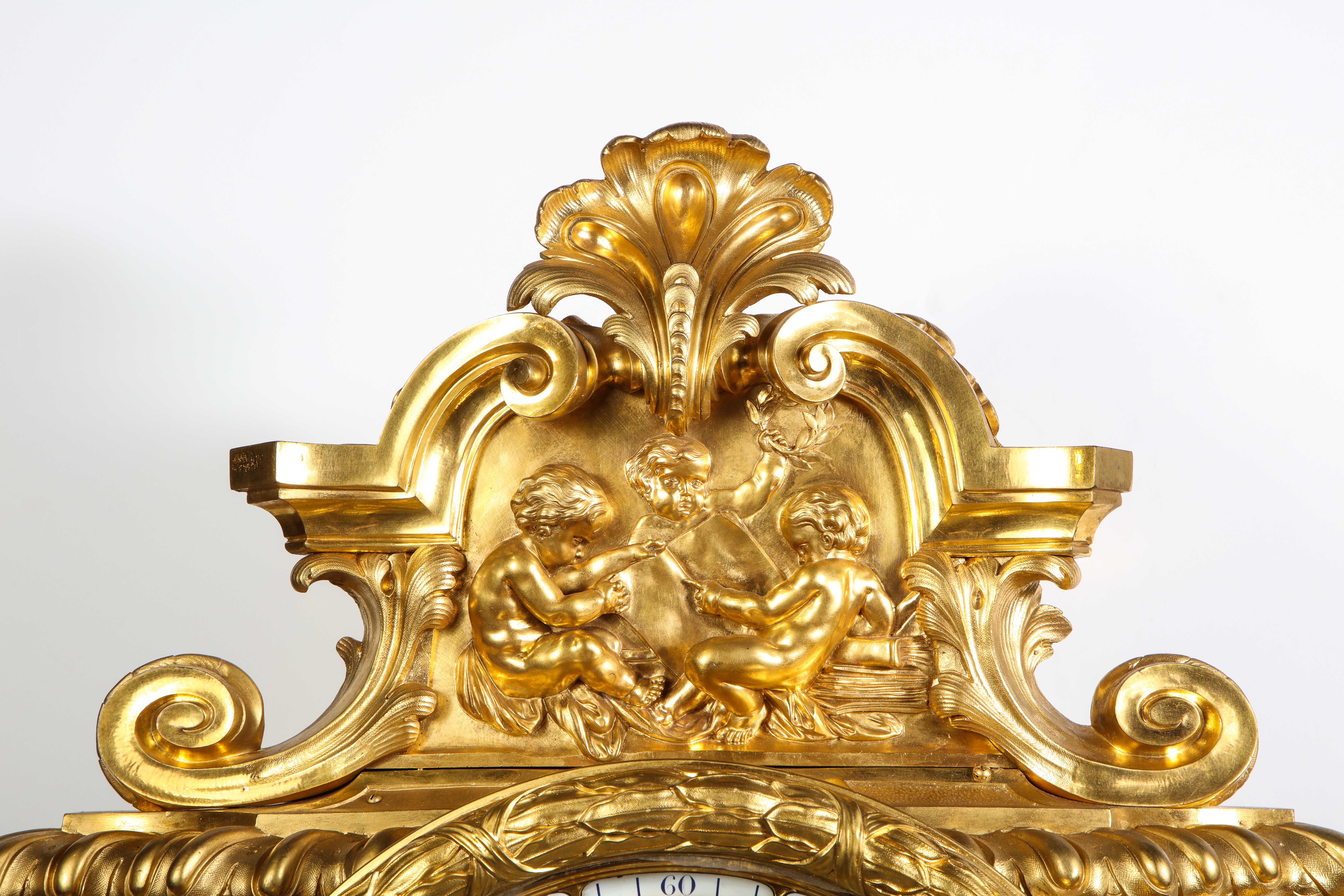 Palatial & Rare Napoleon III French Ormolu and Patinated Bronze Clock, Detouche 8