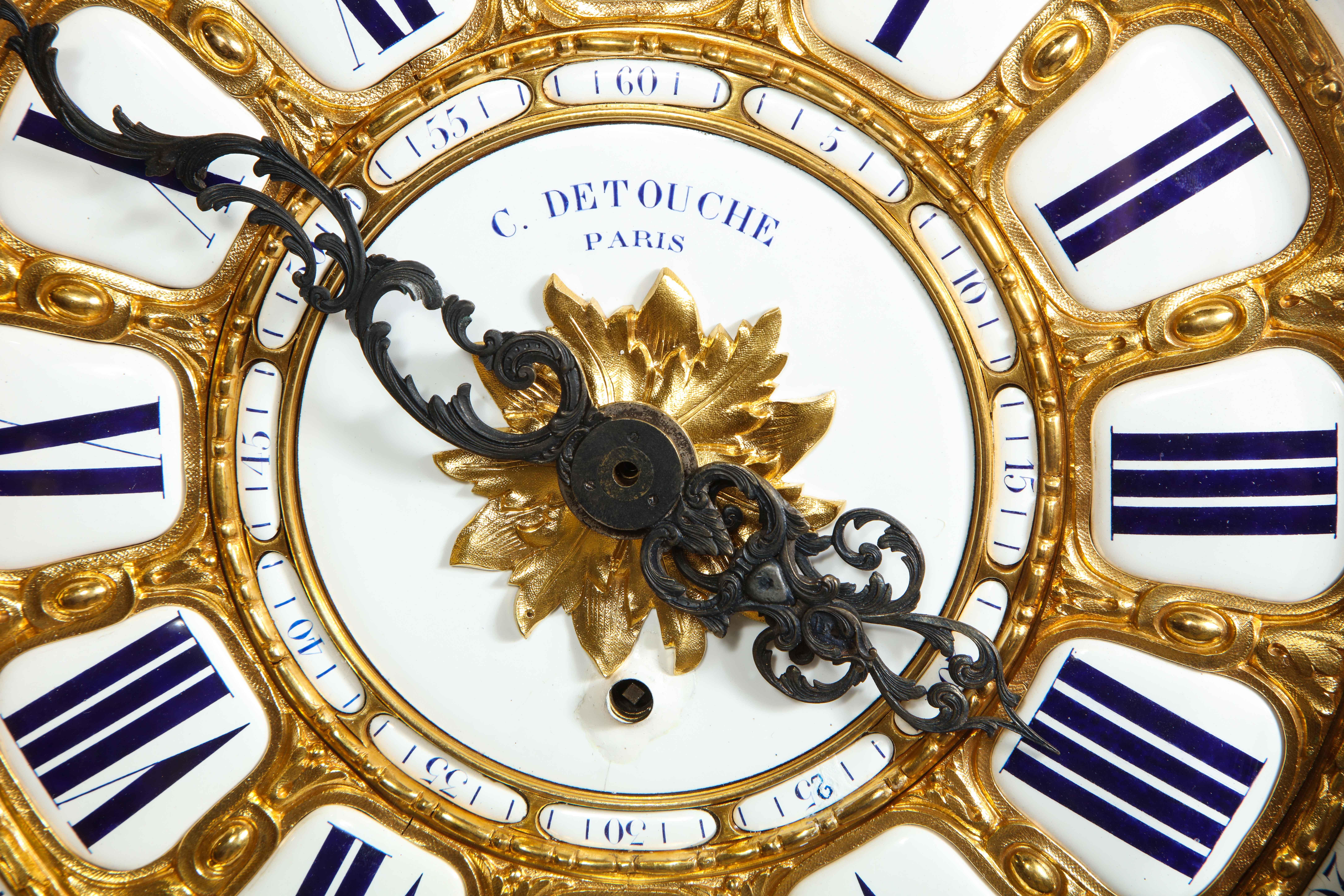 Palastartige und rare, französische Goldbronze und patinierte Bronze-Uhr, Napoleon III.-Periode, Detouche im Angebot 9