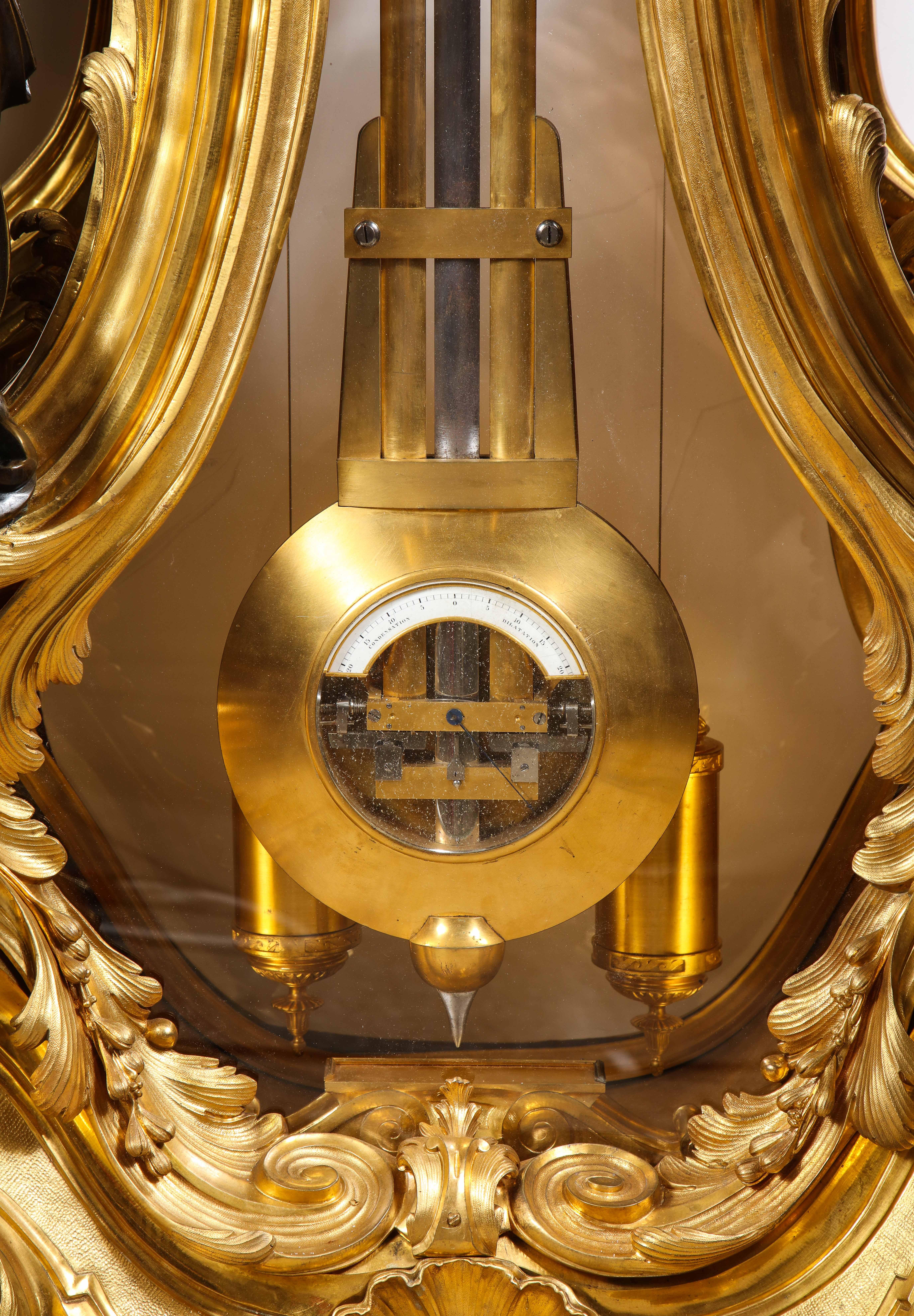 Palastartige und rare, französische Goldbronze und patinierte Bronze-Uhr, Napoleon III.-Periode, Detouche im Angebot 10