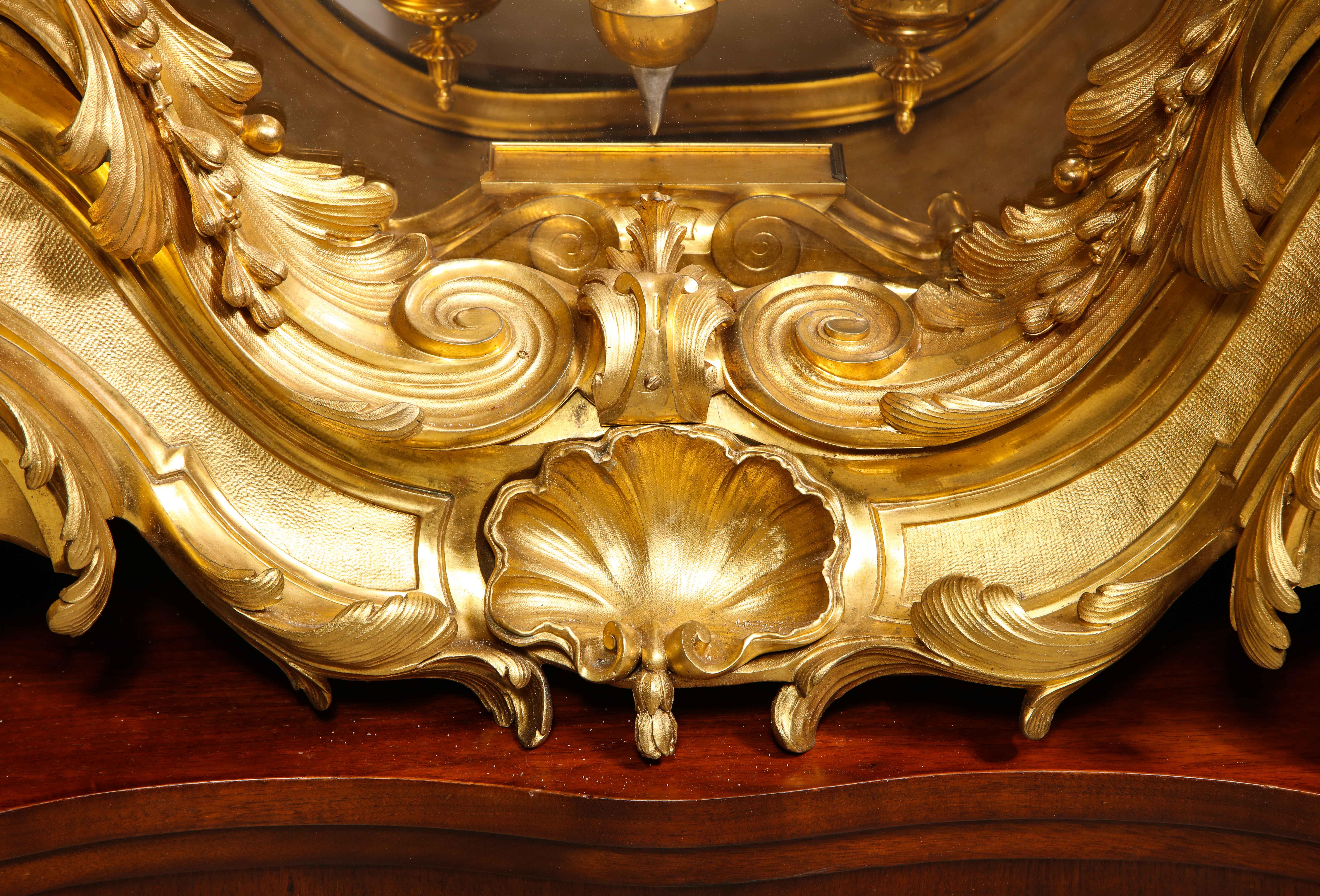 Rare horloge Napoléon III française palatiale en bronze doré et patiné, Detouche en vente 8