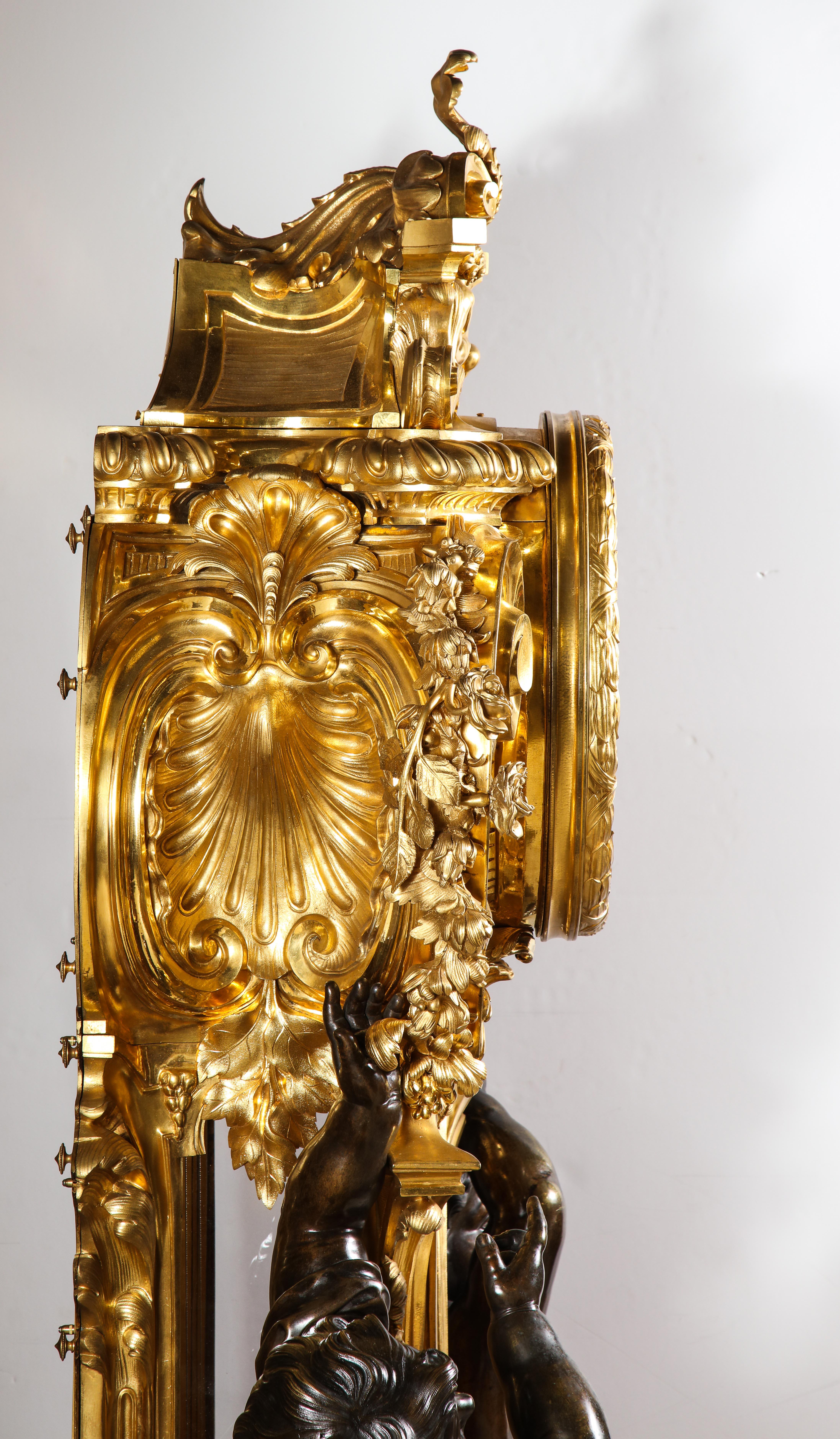 Palatial & Rare Napoleon III French Ormolu and Patinated Bronze Clock, Detouche For Sale 14