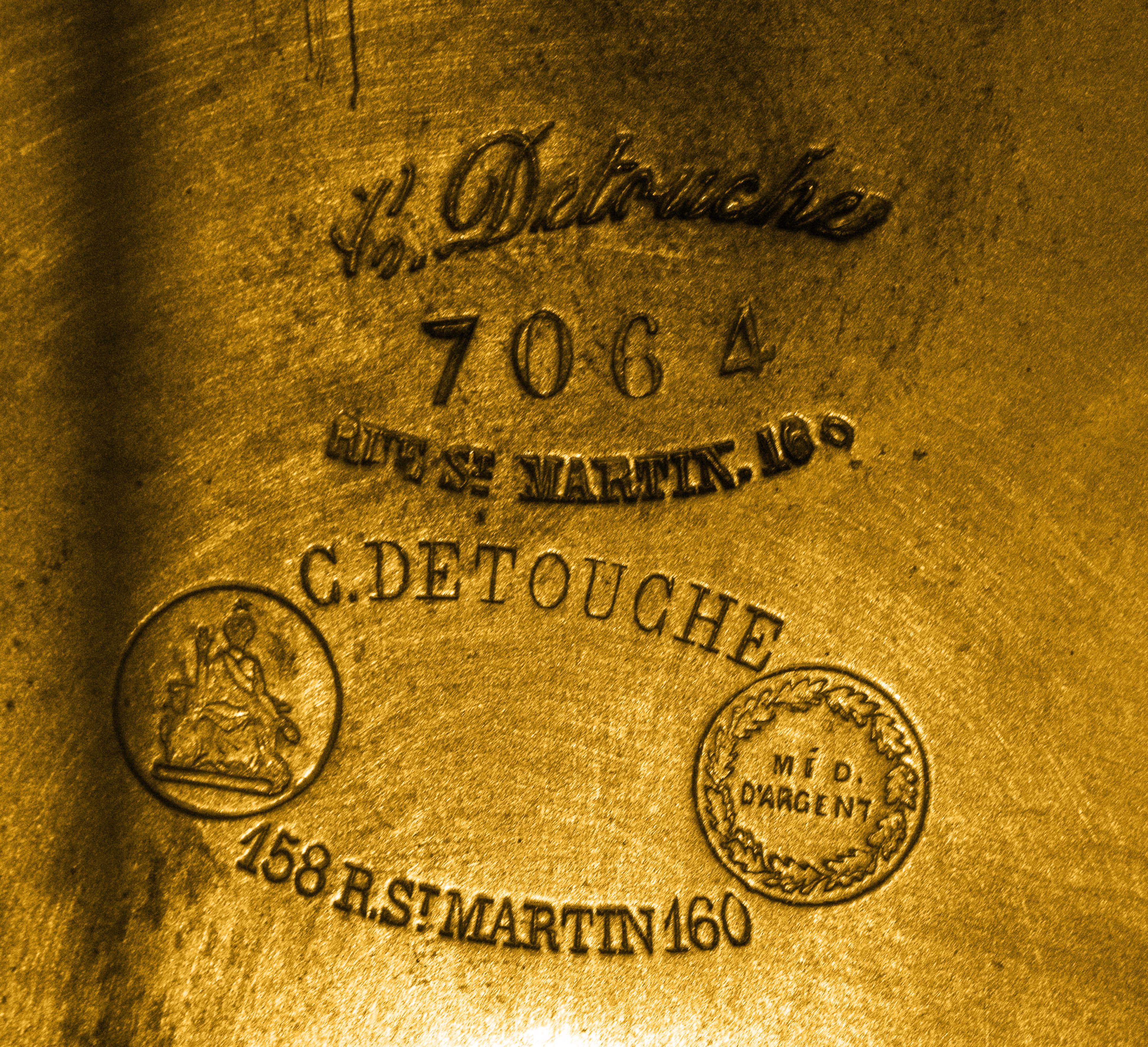 Palastartige und rare, französische Goldbronze und patinierte Bronze-Uhr, Napoleon III.-Periode, Detouche im Angebot 15