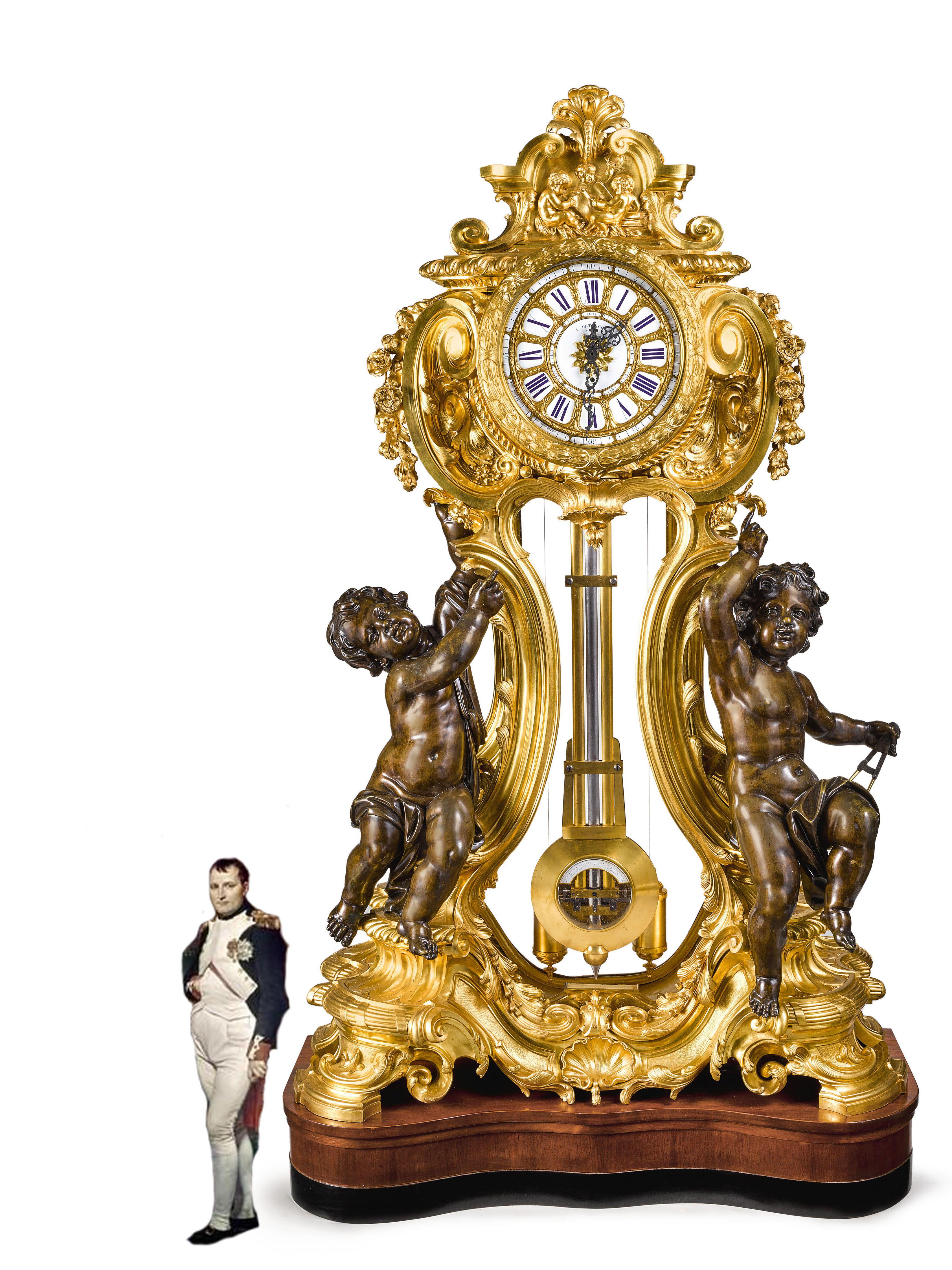 19th Century Palatial & Rare Napoleon III French Ormolu and Patinated Bronze Clock, Detouche