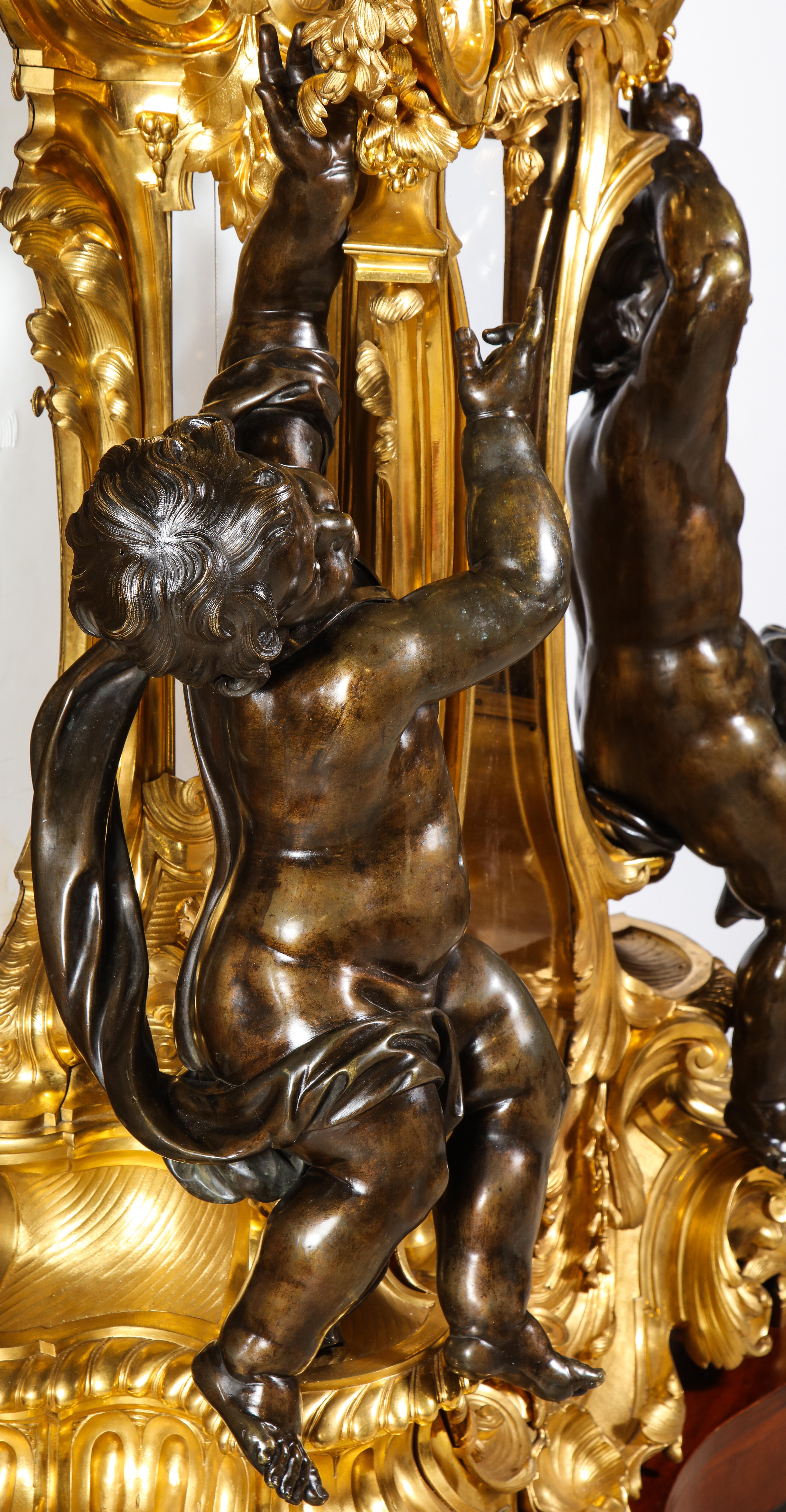 Palatial & Rare Napoleon III French Ormolu and Patinated Bronze Clock, Detouche For Sale 2