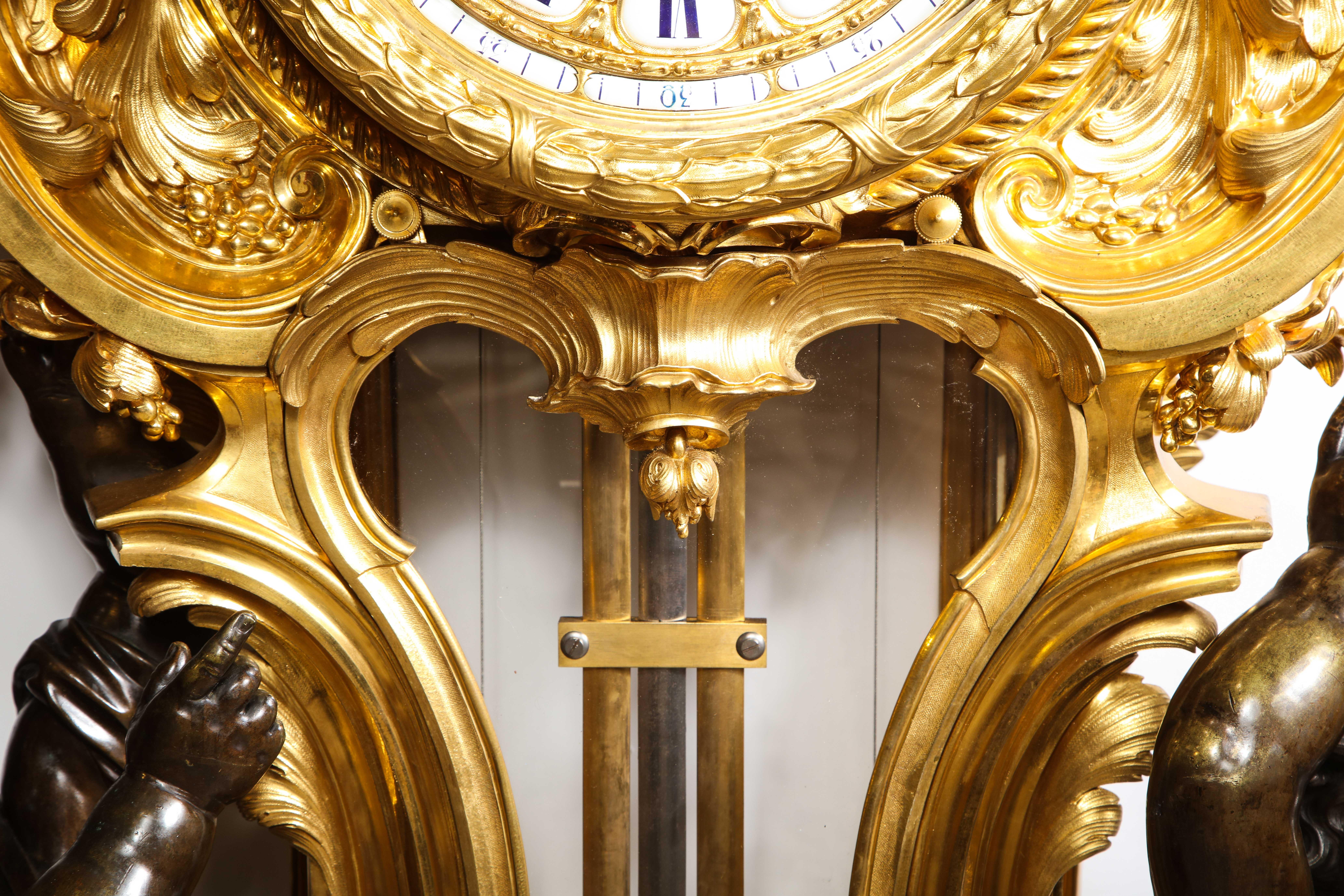 Palatial & Rare Napoleon III French Ormolu and Patinated Bronze Clock, Detouche 9