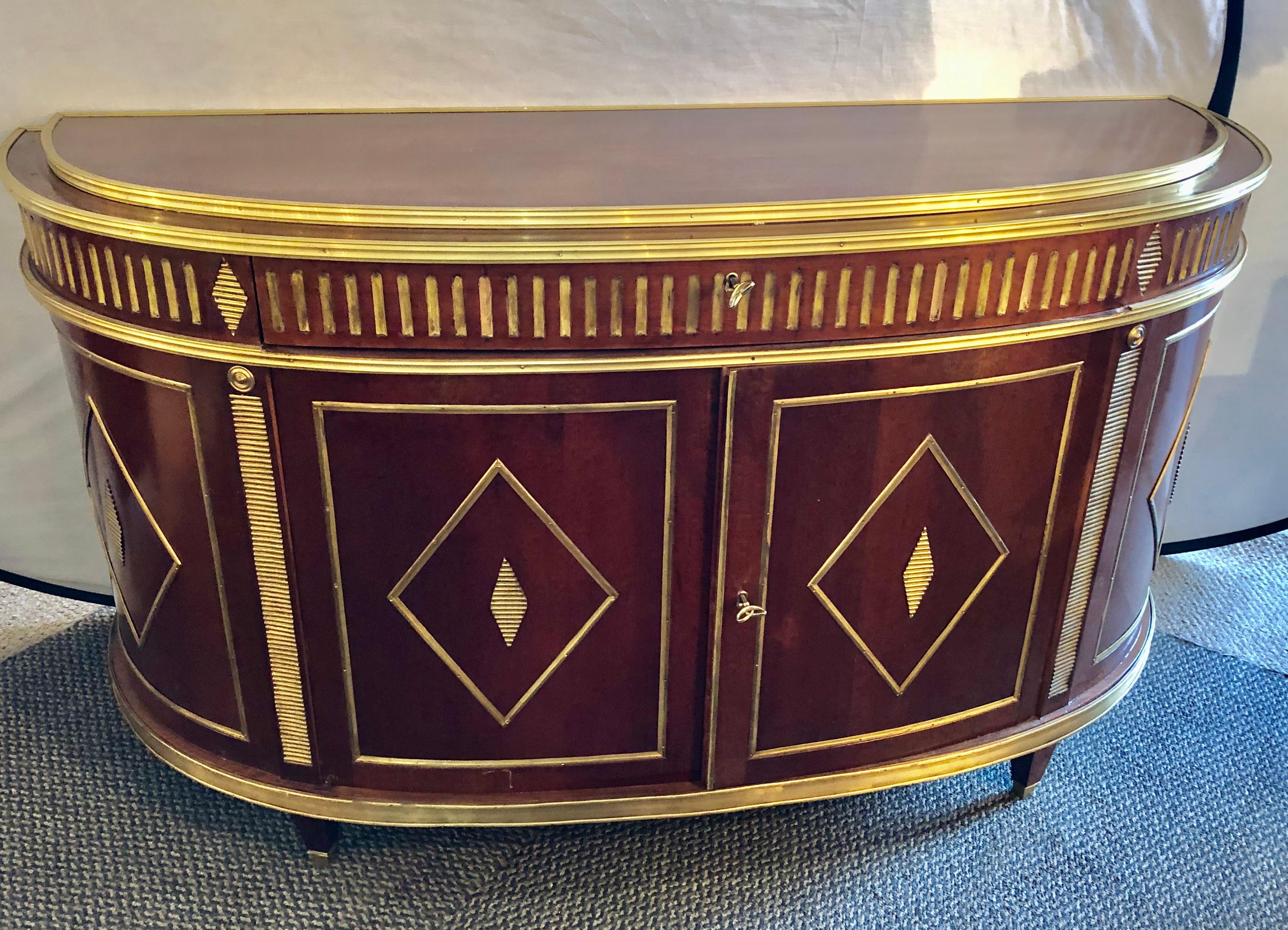 Unknown Palatial Russian Neoclassical Style Demilune Console Cabinet For Sale