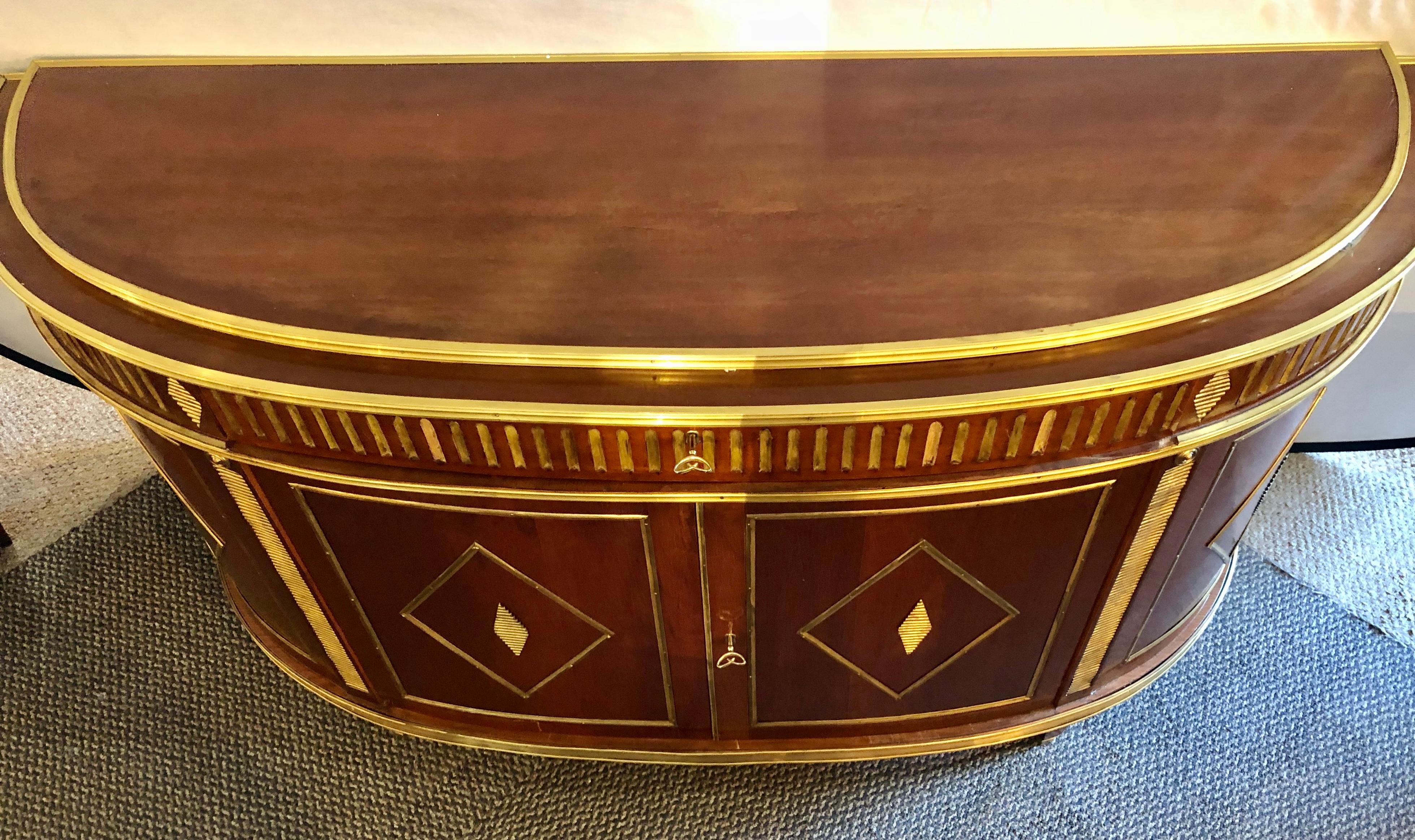 Palatial Russian Neoclassical Style Demilune Console Cabinet In Good Condition For Sale In Stamford, CT