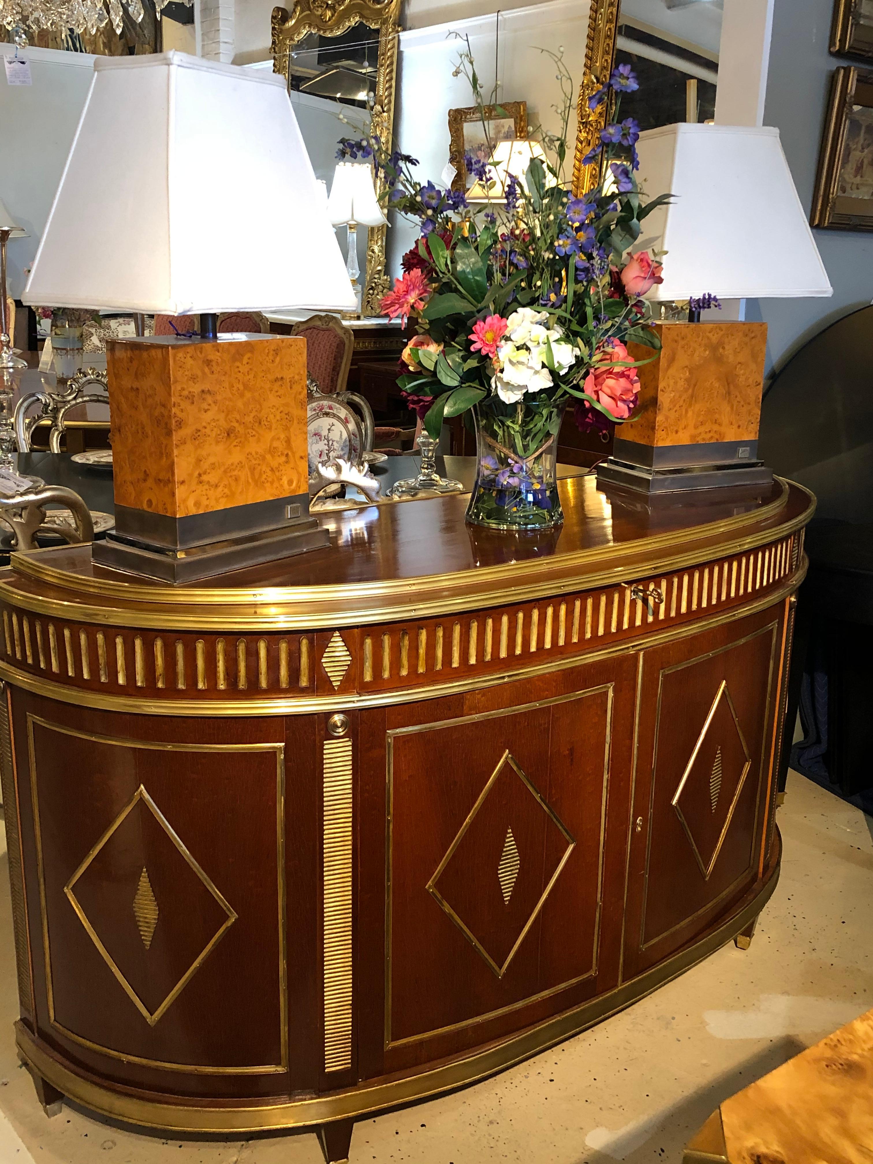 Palatial Russian Neoclassical Style Demilune Console Cabinet For Sale 1