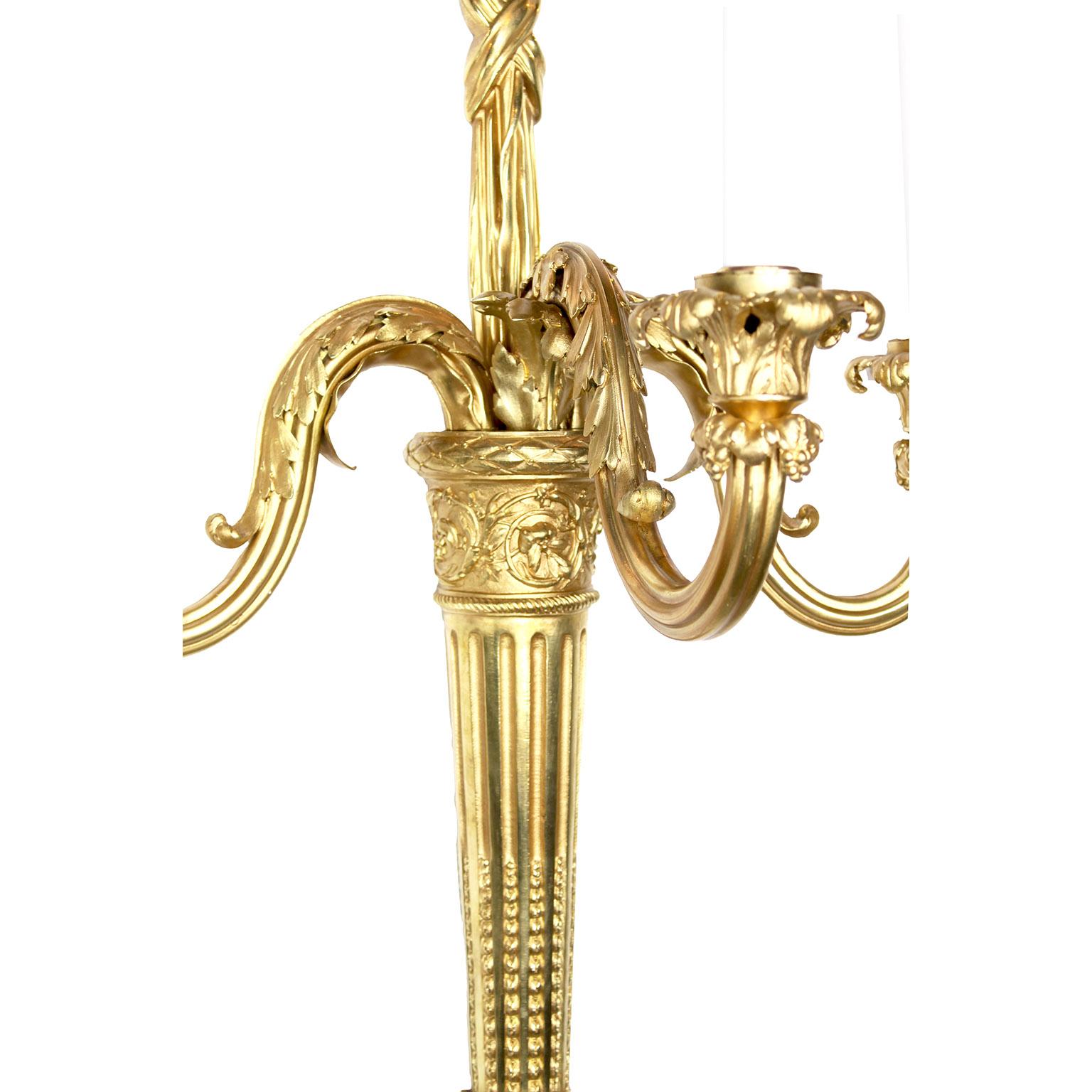 Early 20th Century Palatial Set of Four French 19thCentury Louis XVI Style Gilt-Bronze Wall-Lights For Sale