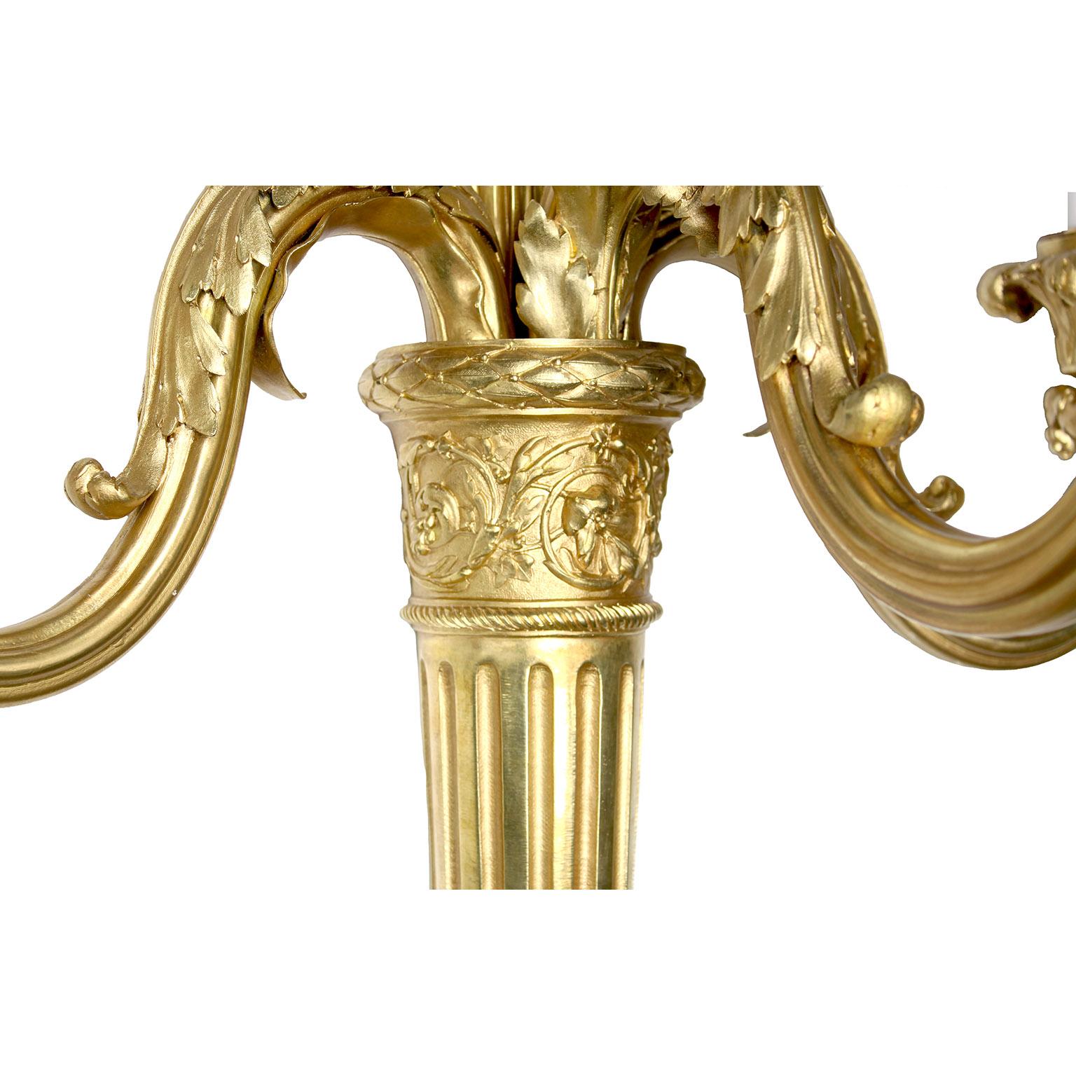 Palatial Set of Four French 19thCentury Louis XVI Style Gilt-Bronze Wall-Lights For Sale 2