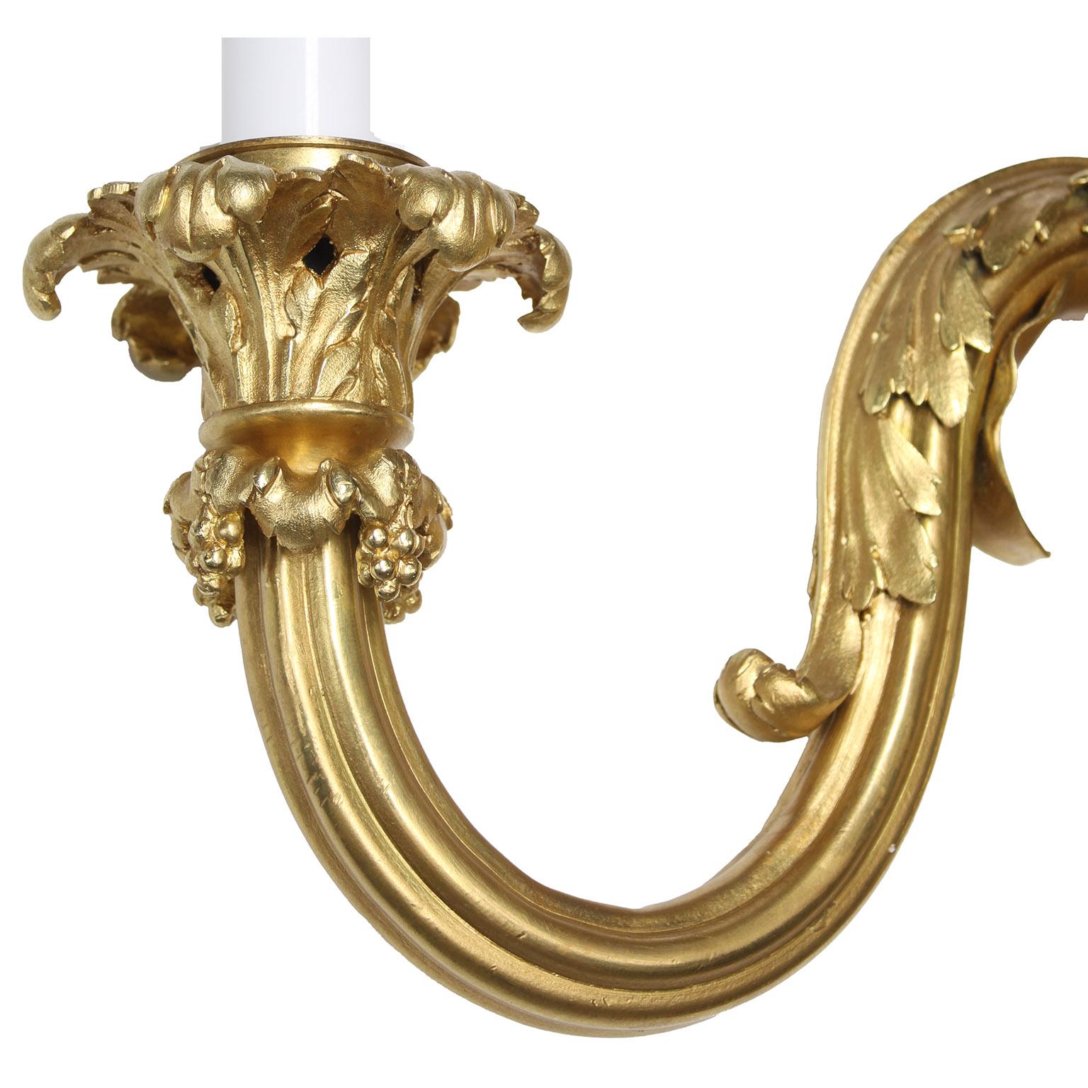 Palatial Set of Four French 19thCentury Louis XVI Style Gilt-Bronze Wall-Lights For Sale 3